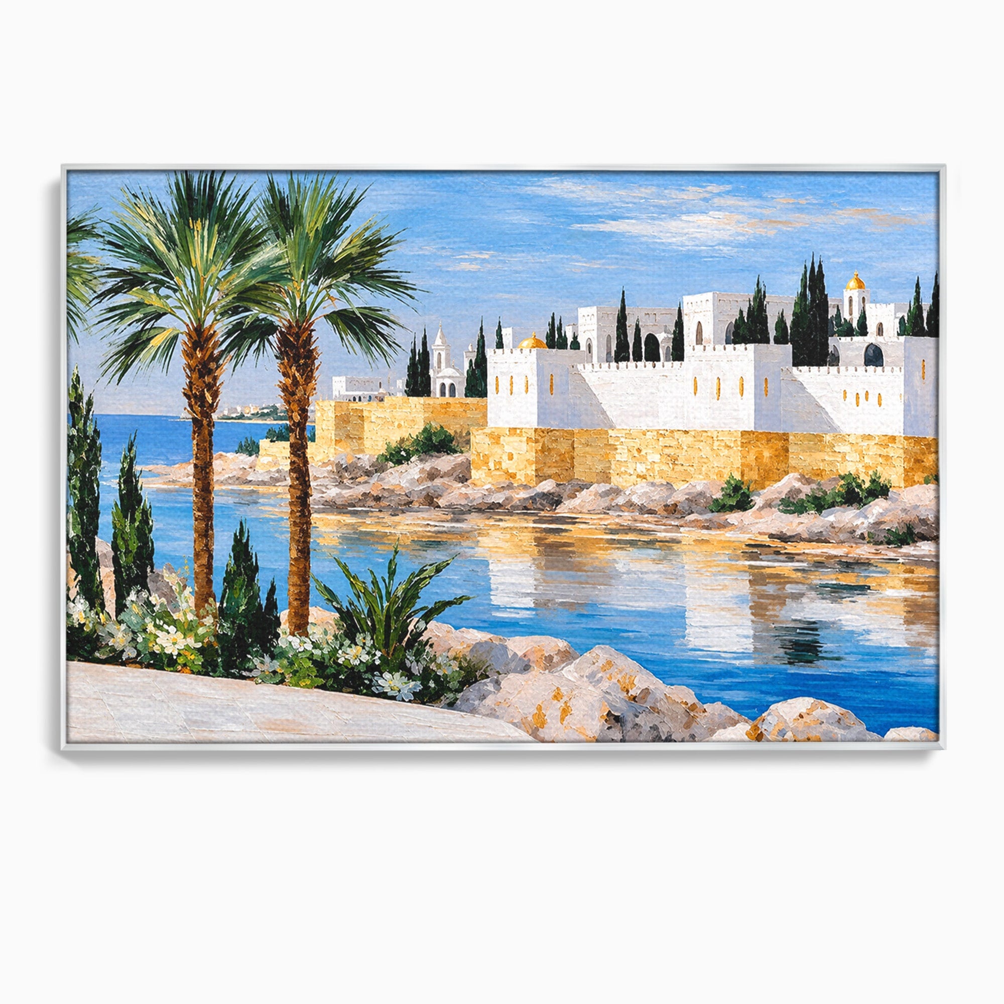 Tablou Canvas Premium LuxCanva® O1066, Peisaj Mediteranean, Peisaj, Mare, Arhitectura, Mediterranean, Living, Dormitor, Culori Vibrante