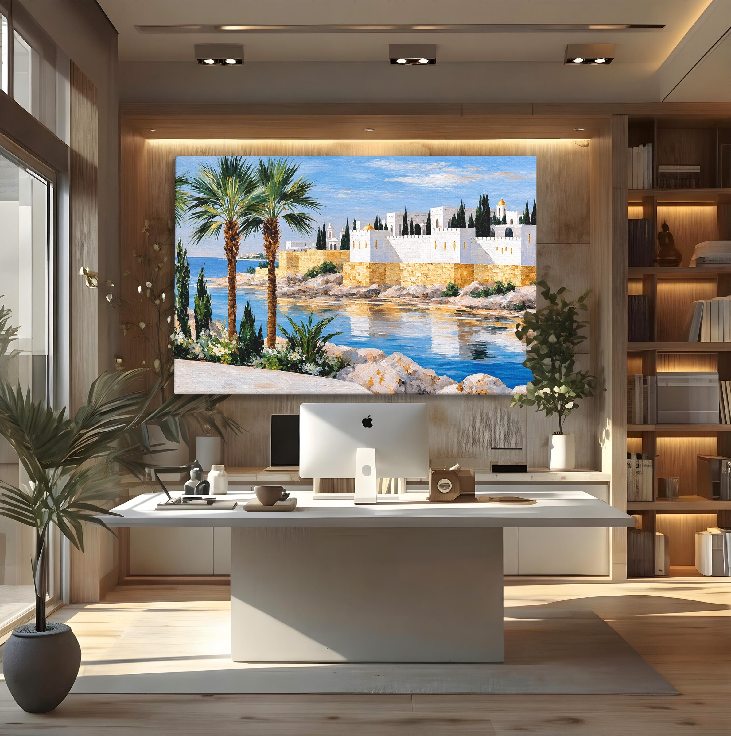 Tablou Canvas Premium LuxCanva® O1066, Peisaj Mediteranean, Peisaj, Mare, Arhitectura, Mediterranean, Living, Dormitor, Culori Vibrante
