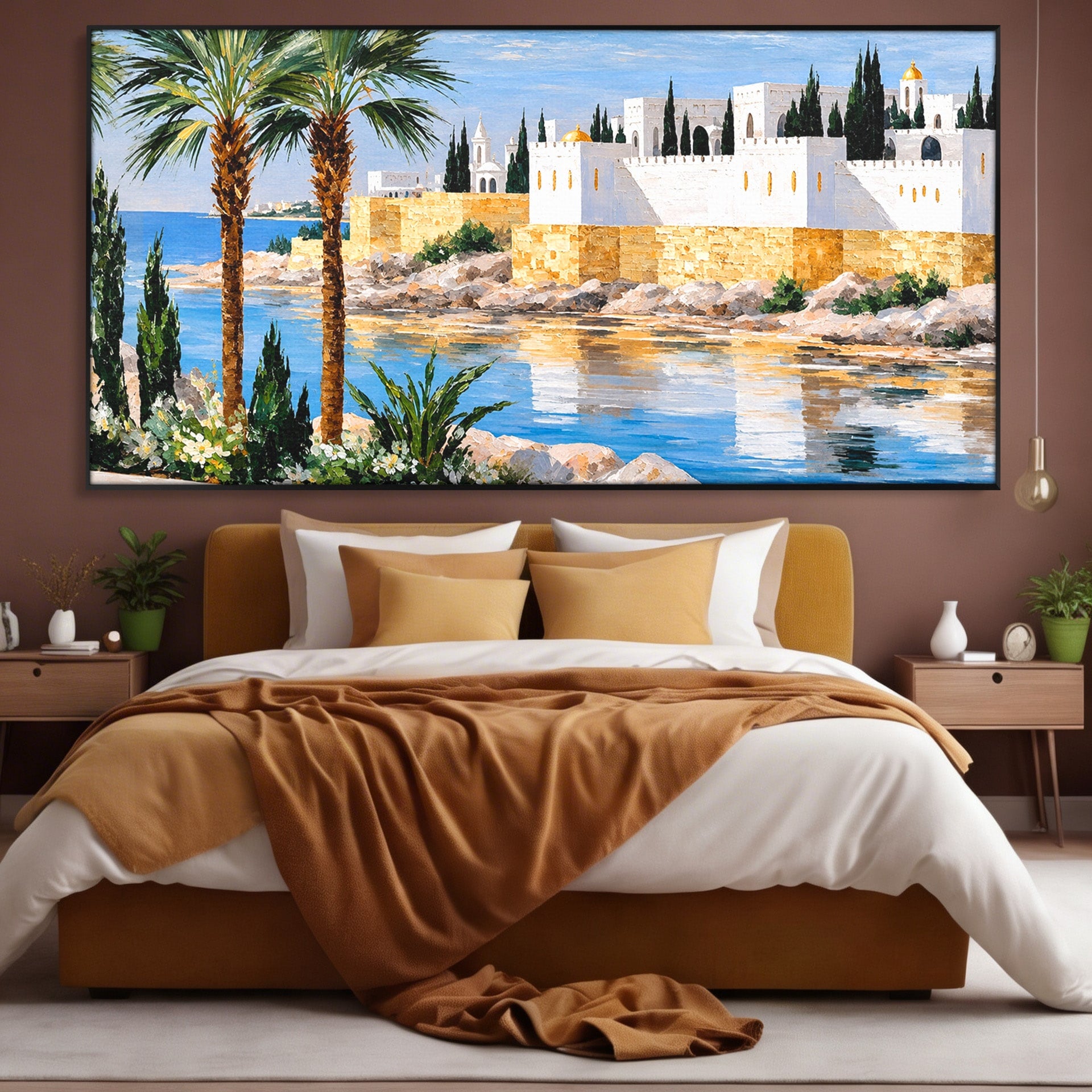 Tablou Canvas Premium LuxCanva® O1066, Peisaj Mediteranean, Peisaj, Mare, Arhitectura, Mediterranean, Living, Dormitor, Culori Vibrante