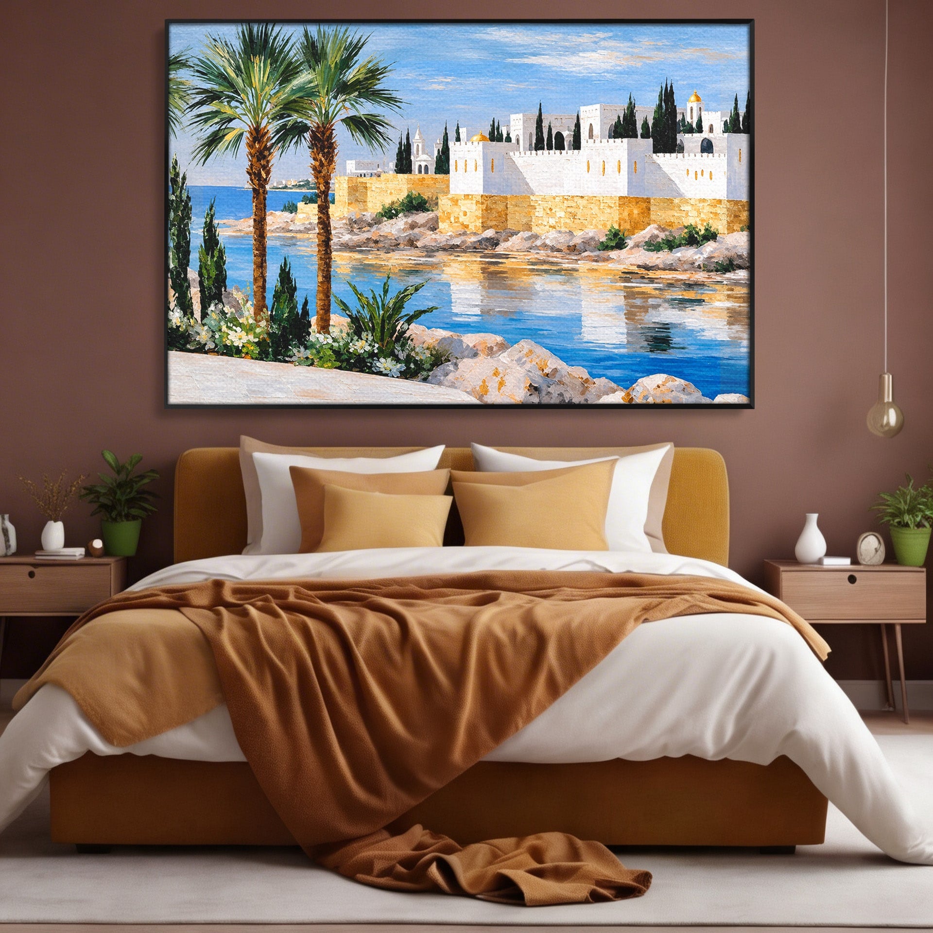 Tablou Canvas Premium LuxCanva® O1066, Peisaj Mediteranean, Peisaj, Mare, Arhitectura, Mediterranean, Living, Dormitor, Culori Vibrante