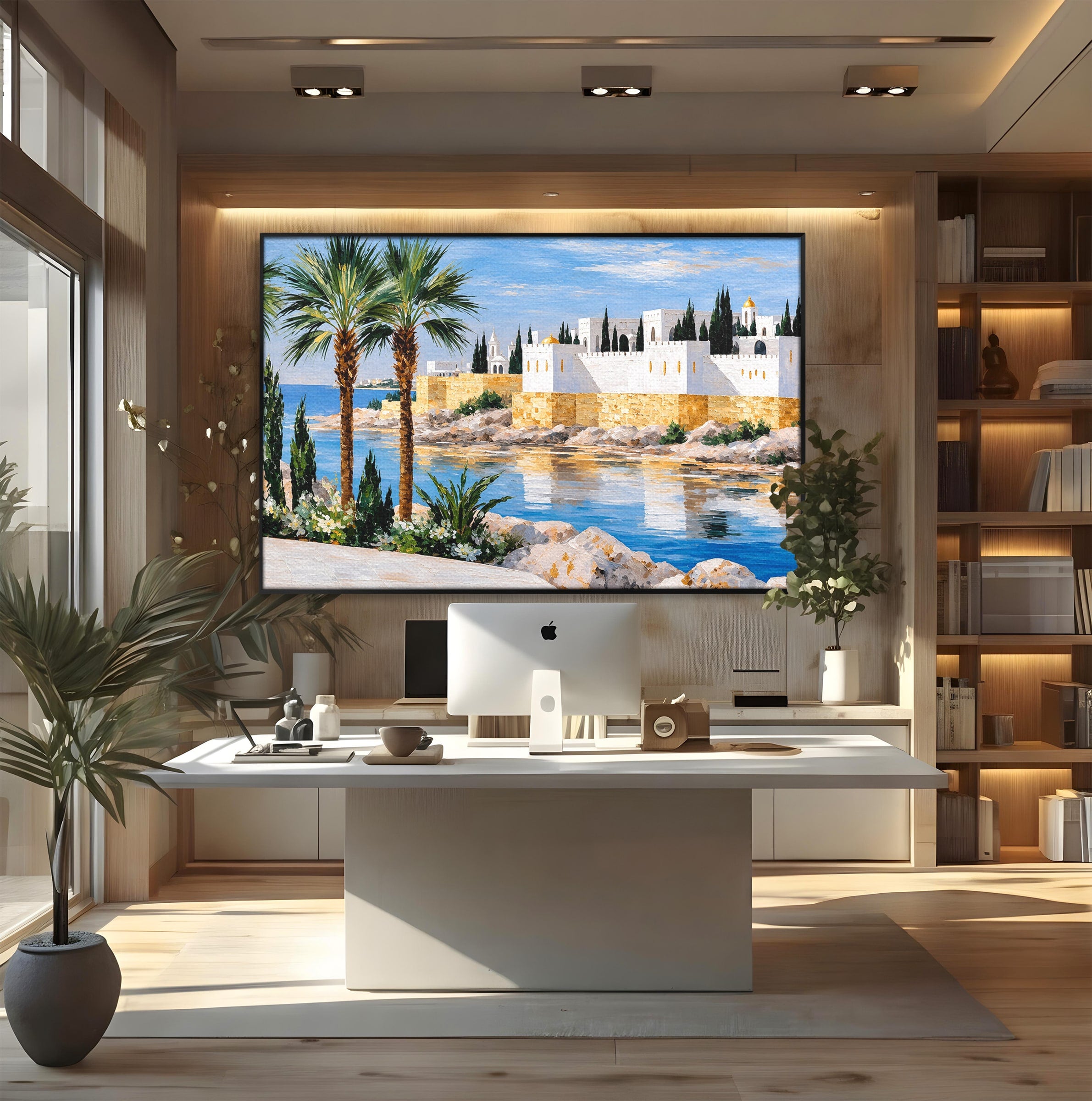Tablou Canvas Premium LuxCanva® O1066, Peisaj Mediteranean, Peisaj, Mare, Arhitectura, Mediterranean, Living, Dormitor, Culori Vibrante