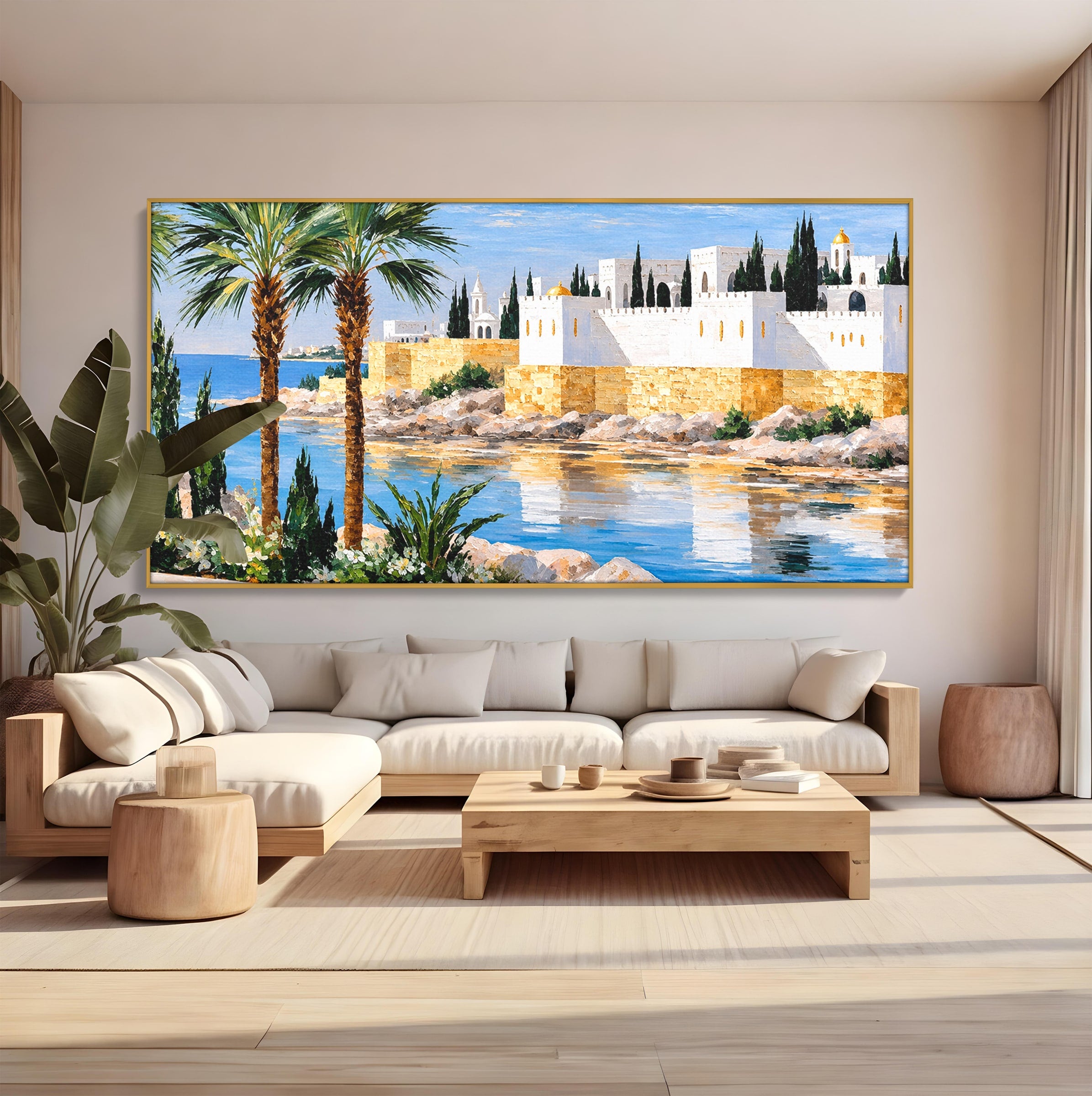 Tablou Canvas Premium LuxCanva® O1066, Peisaj Mediteranean, Peisaj, Mare, Arhitectura, Mediterranean, Living, Dormitor, Culori Vibrante
