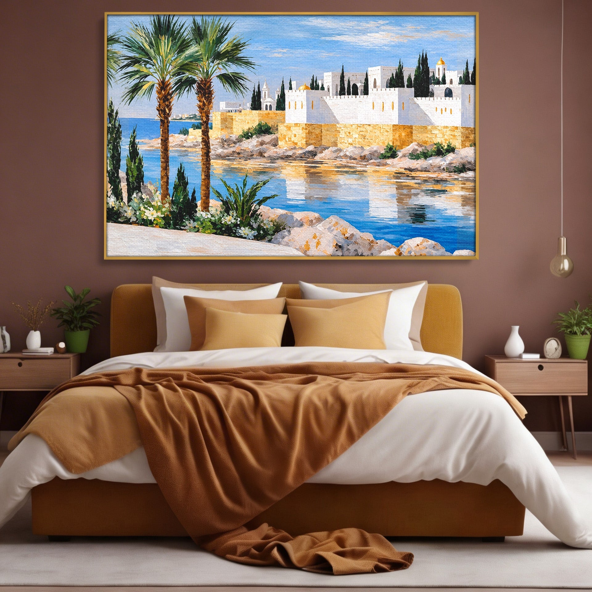 Tablou Canvas Premium LuxCanva® O1066, Peisaj Mediteranean, Peisaj, Mare, Arhitectura, Mediterranean, Living, Dormitor, Culori Vibrante