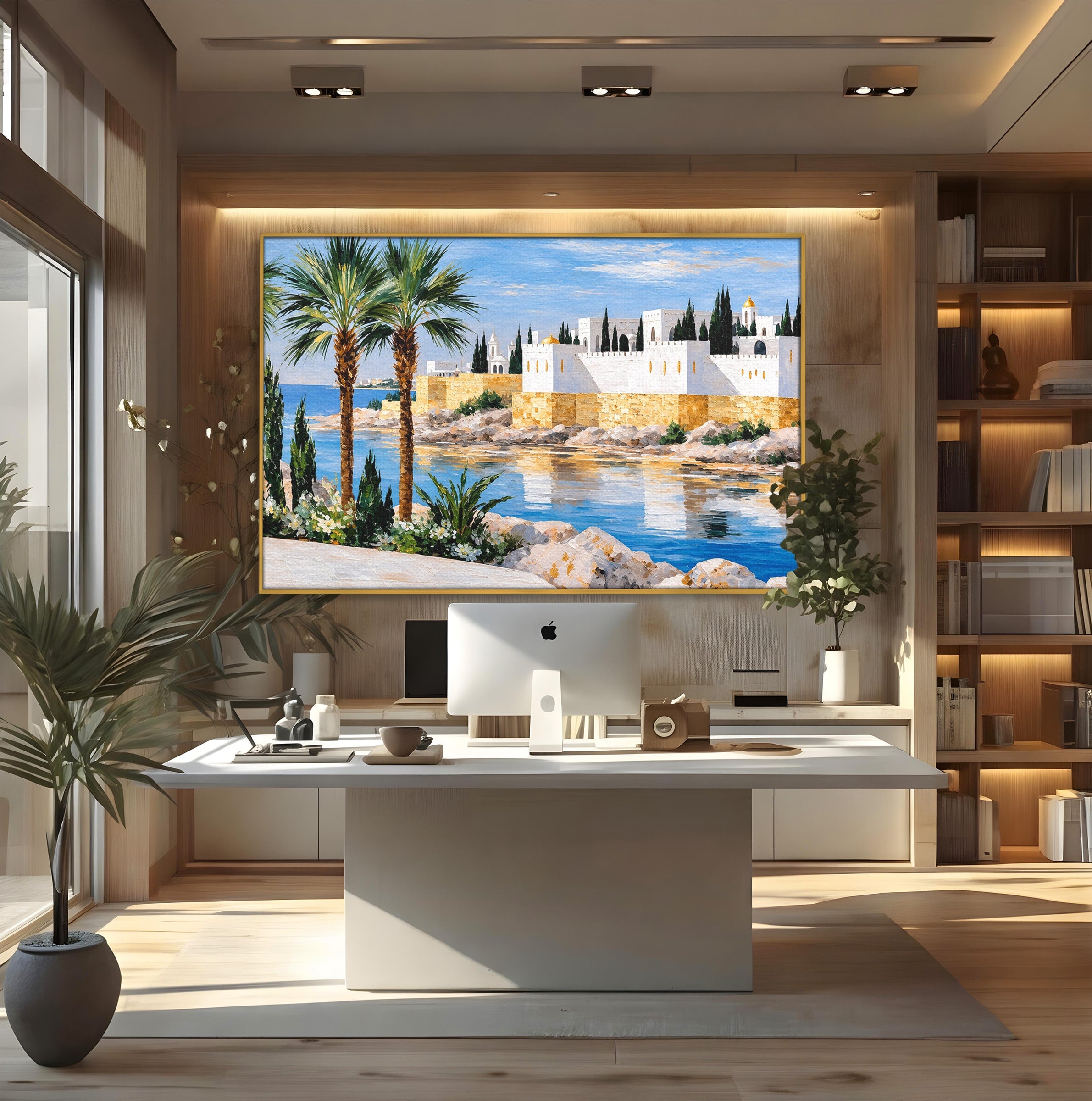 Tablou Canvas Premium LuxCanva® O1066, Peisaj Mediteranean, Peisaj, Mare, Arhitectura, Mediterranean, Living, Dormitor, Culori Vibrante