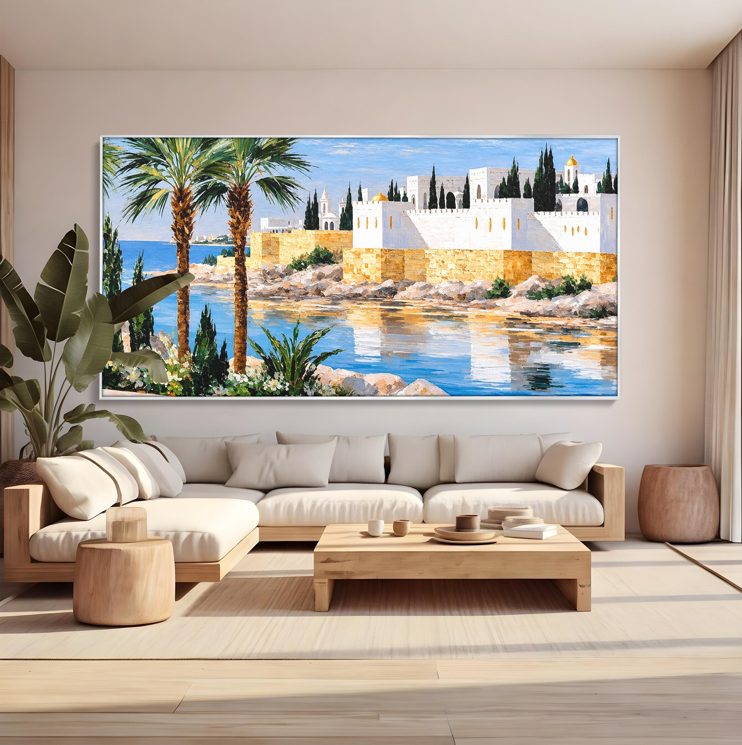 Tablou Canvas Premium LuxCanva® O1066, Peisaj Mediteranean, Peisaj, Mare, Arhitectura, Mediterranean, Living, Dormitor, Culori Vibrante