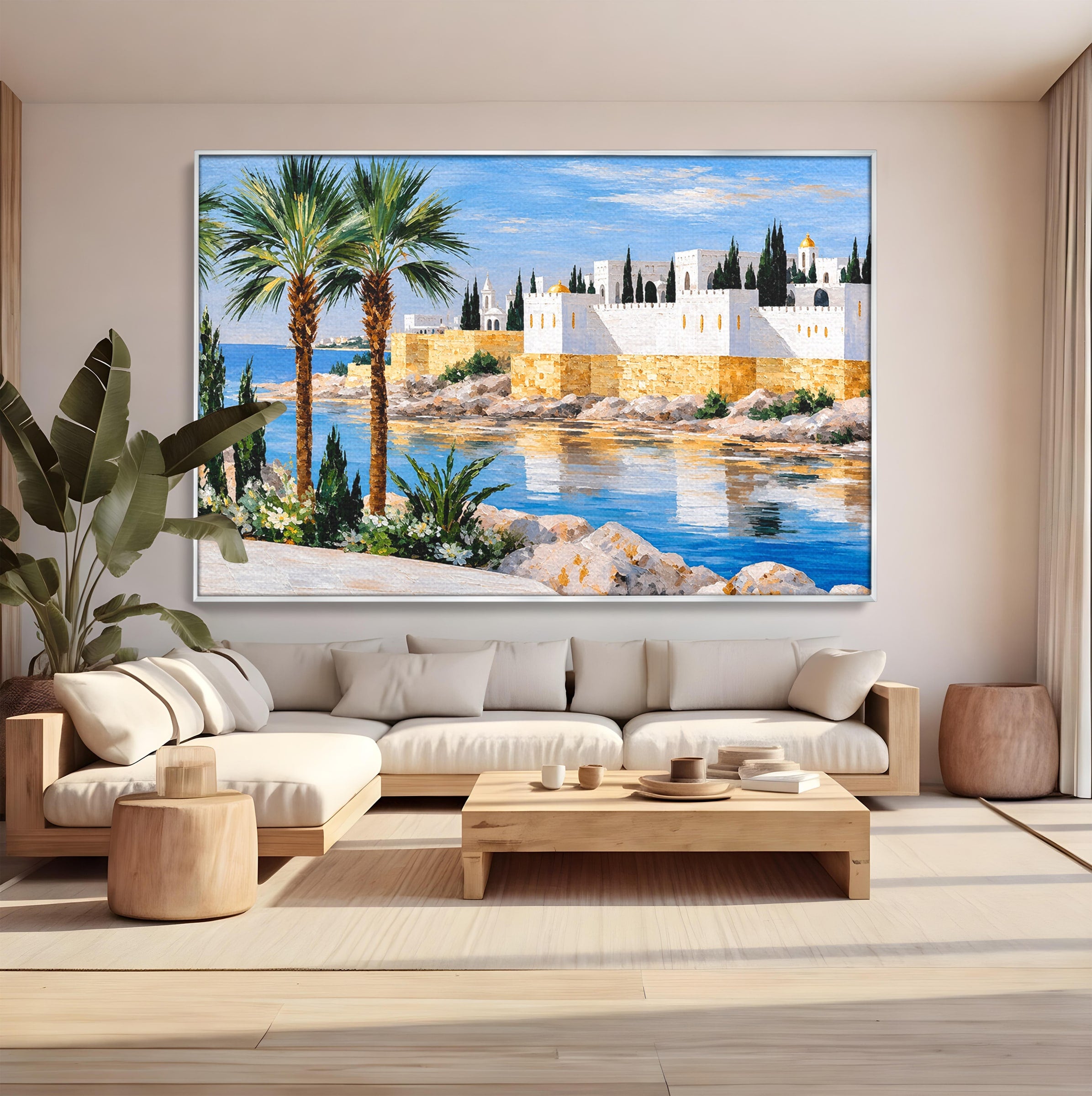 Tablou Canvas Premium LuxCanva® O1066, Peisaj Mediteranean, Peisaj, Mare, Arhitectura, Mediterranean, Living, Dormitor, Culori Vibrante