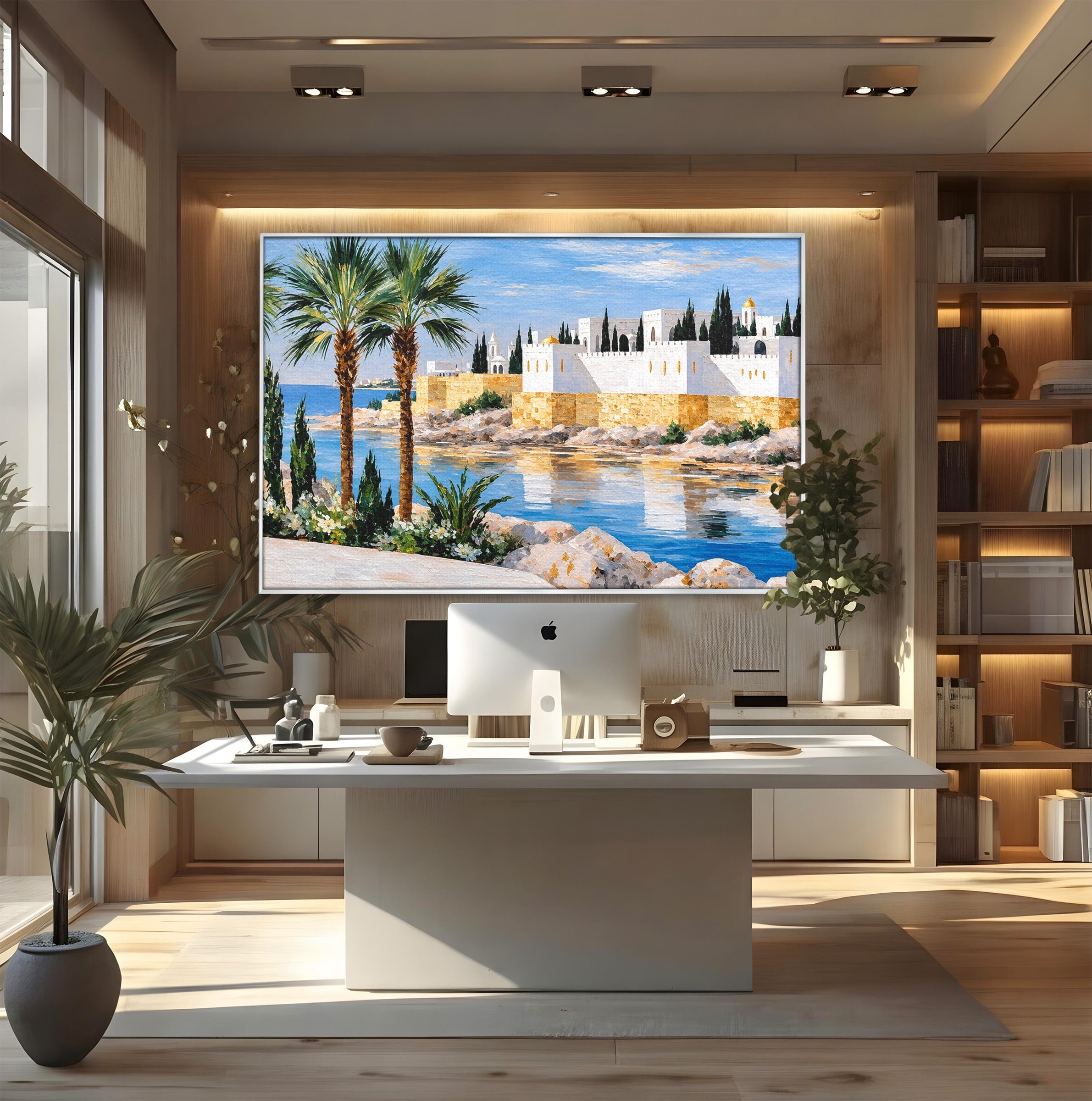 Tablou Canvas Premium LuxCanva® O1066, Peisaj Mediteranean, Peisaj, Mare, Arhitectura, Mediterranean, Living, Dormitor, Culori Vibrante