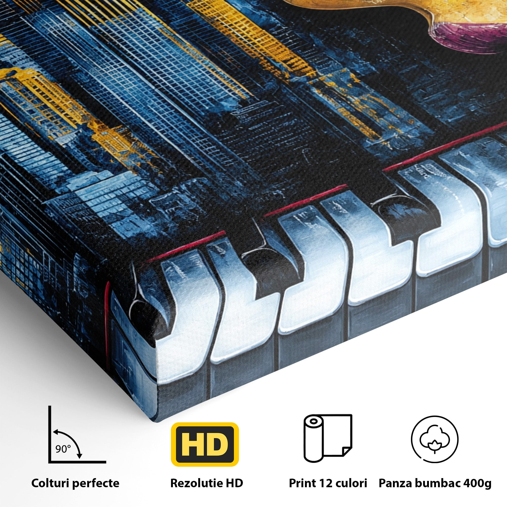 Tablou Canvas Premium LuxCanva® O1067, Portret Urban Pian, Portret, Oras, Pian, Arta, Living, Culori Vibrante