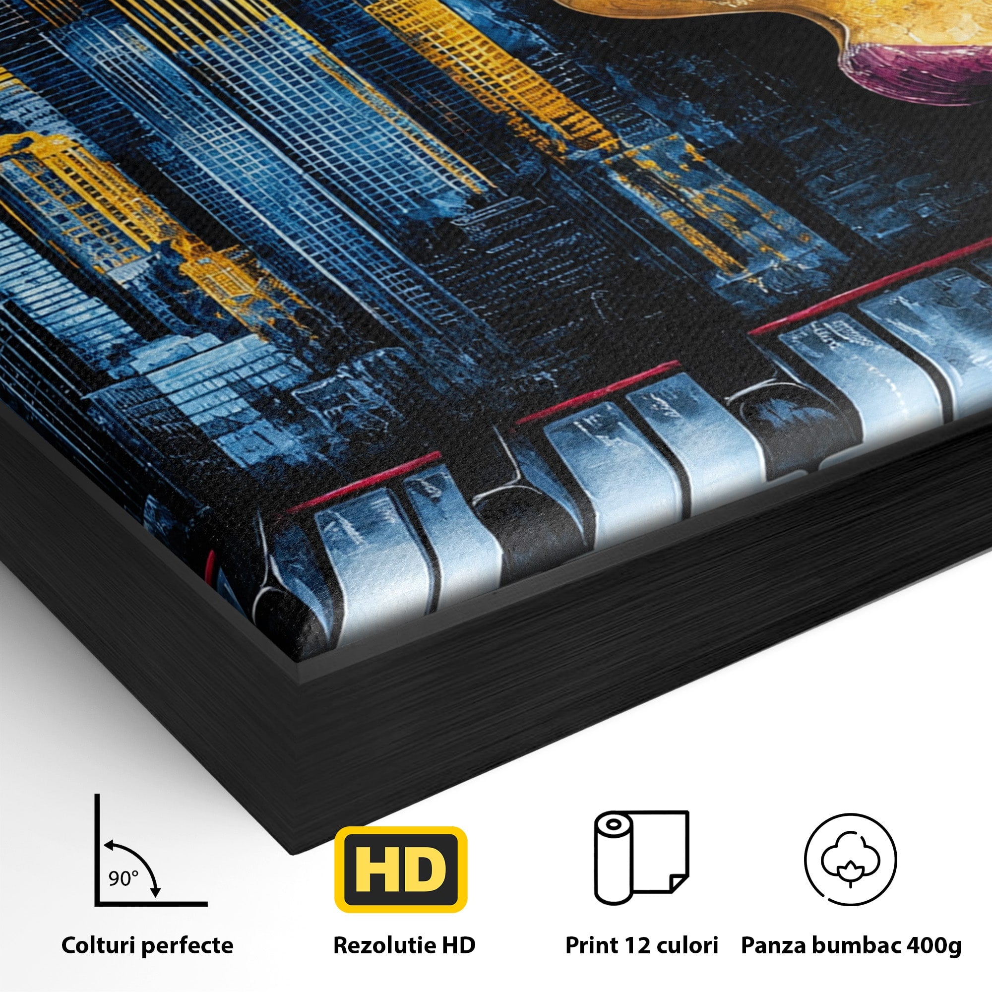 Tablou Canvas Premium LuxCanva® O1067, Portret Urban Pian, Portret, Oras, Pian, Arta, Living, Culori Vibrante