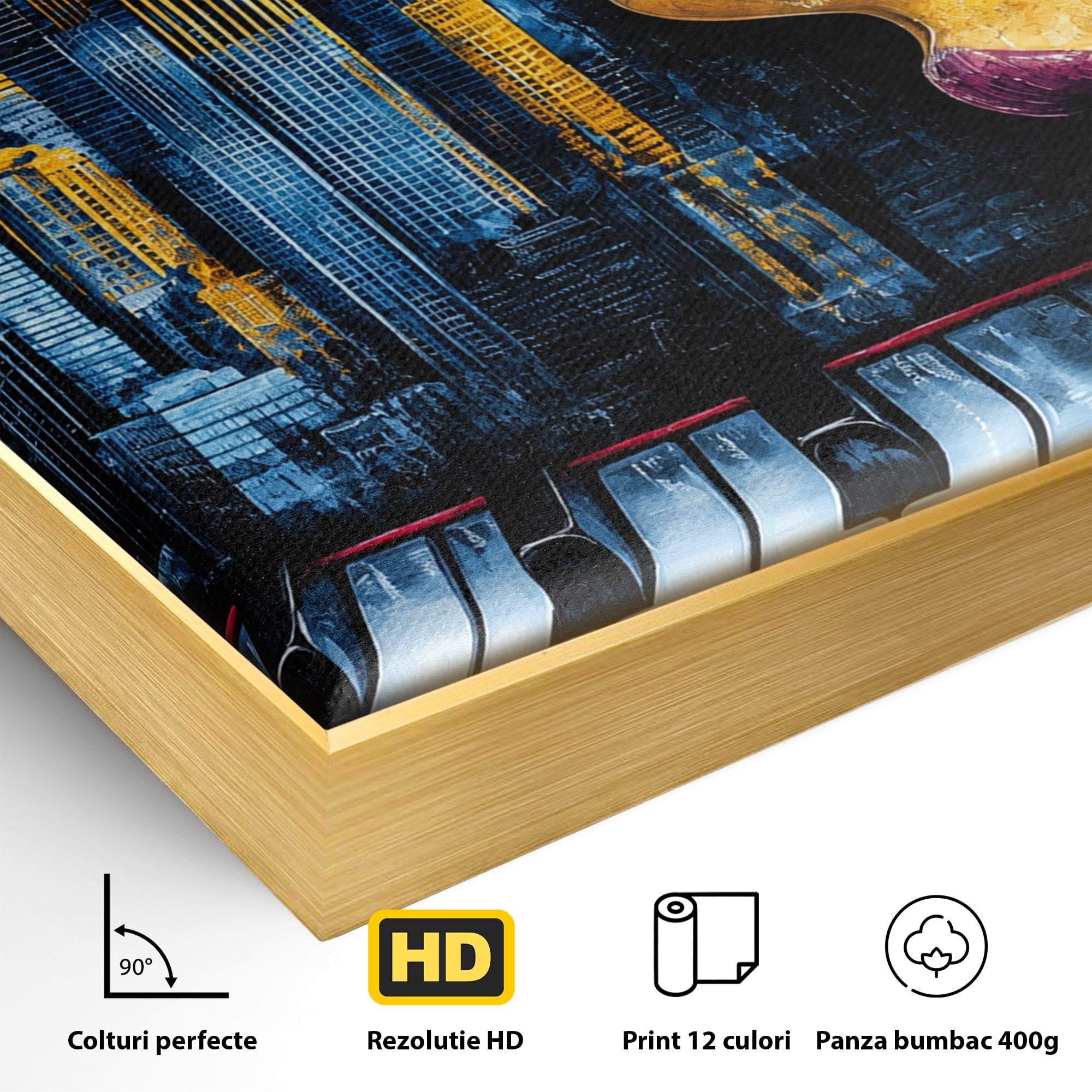 Tablou Canvas Premium LuxCanva® O1067, Portret Urban Pian, Portret, Oras, Pian, Arta, Living, Culori Vibrante
