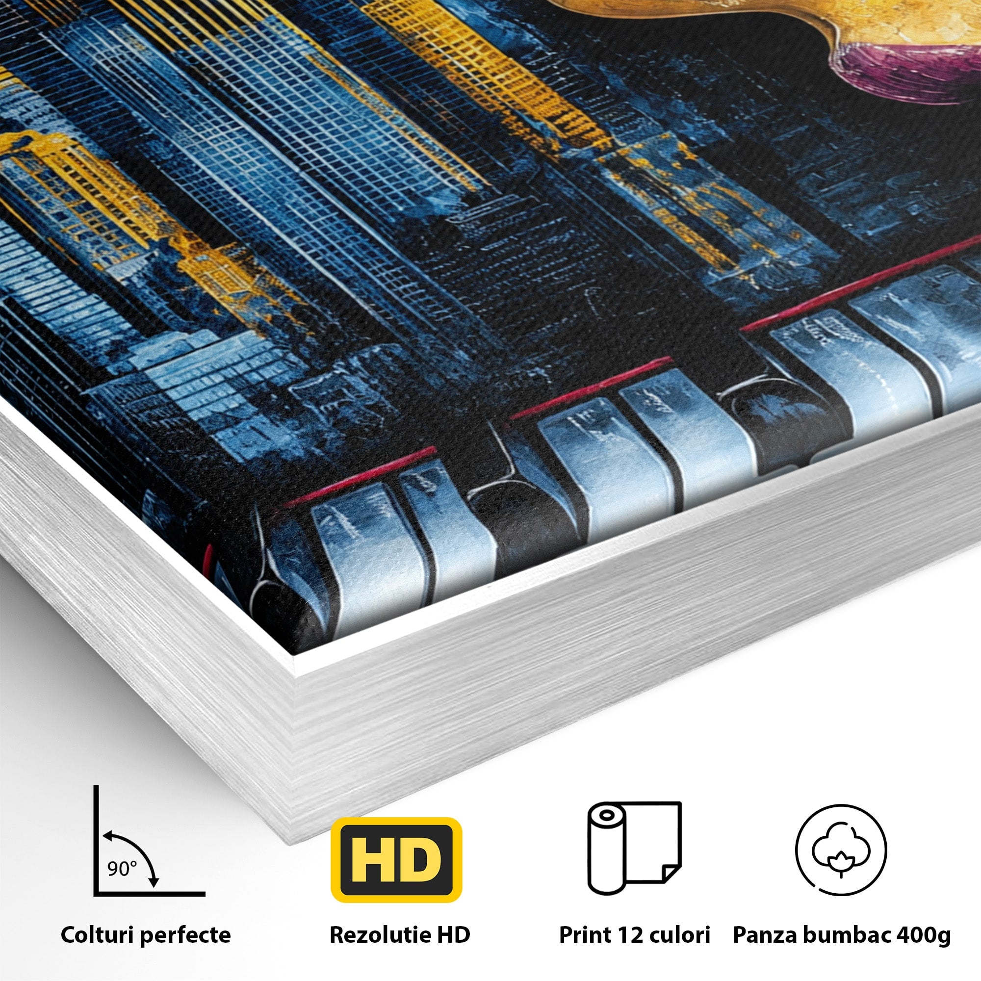 Tablou Canvas Premium LuxCanva® O1067, Portret Urban Pian, Portret, Oras, Pian, Arta, Living, Culori Vibrante