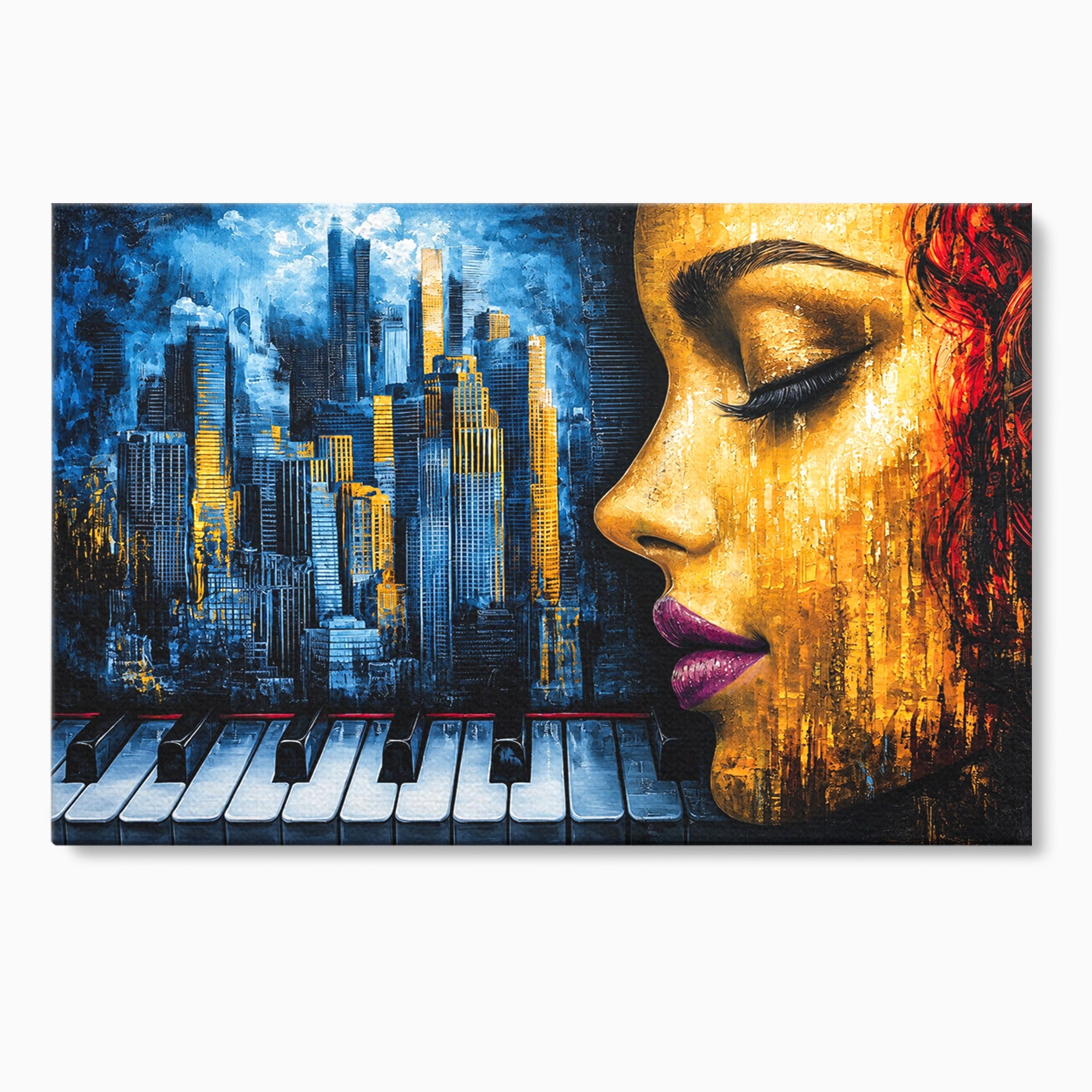 Tablou Canvas Premium LuxCanva® O1067, Portret Urban Pian, Portret, Oras, Pian, Arta, Living, Culori Vibrante