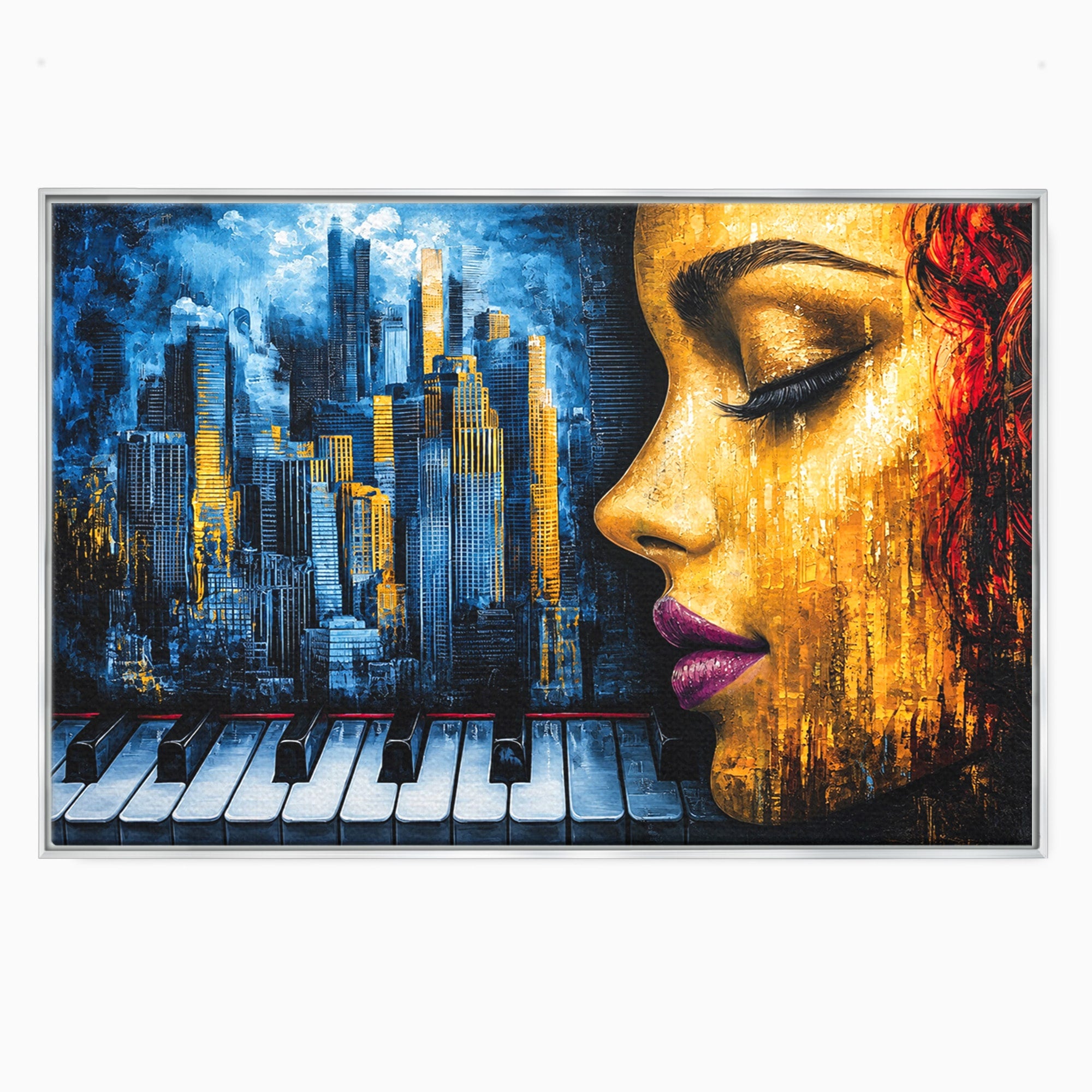 Tablou Canvas Premium LuxCanva® O1067, Portret Urban Pian, Portret, Oras, Pian, Arta, Living, Culori Vibrante