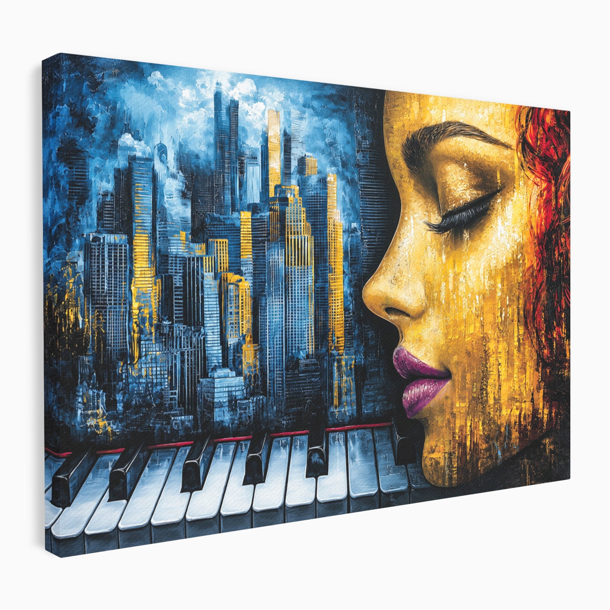 Tablou Canvas Premium LuxCanva® O1067, Portret Urban Pian, Portret, Oras, Pian, Arta, Living, Culori Vibrante