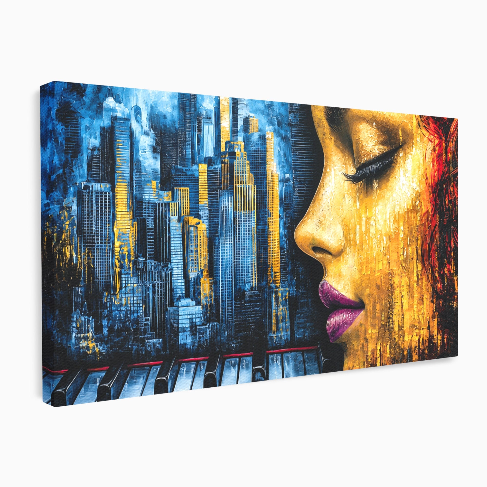 Tablou Canvas Premium LuxCanva® O1067, Portret Urban Pian, Portret, Oras, Pian, Arta, Living, Culori Vibrante