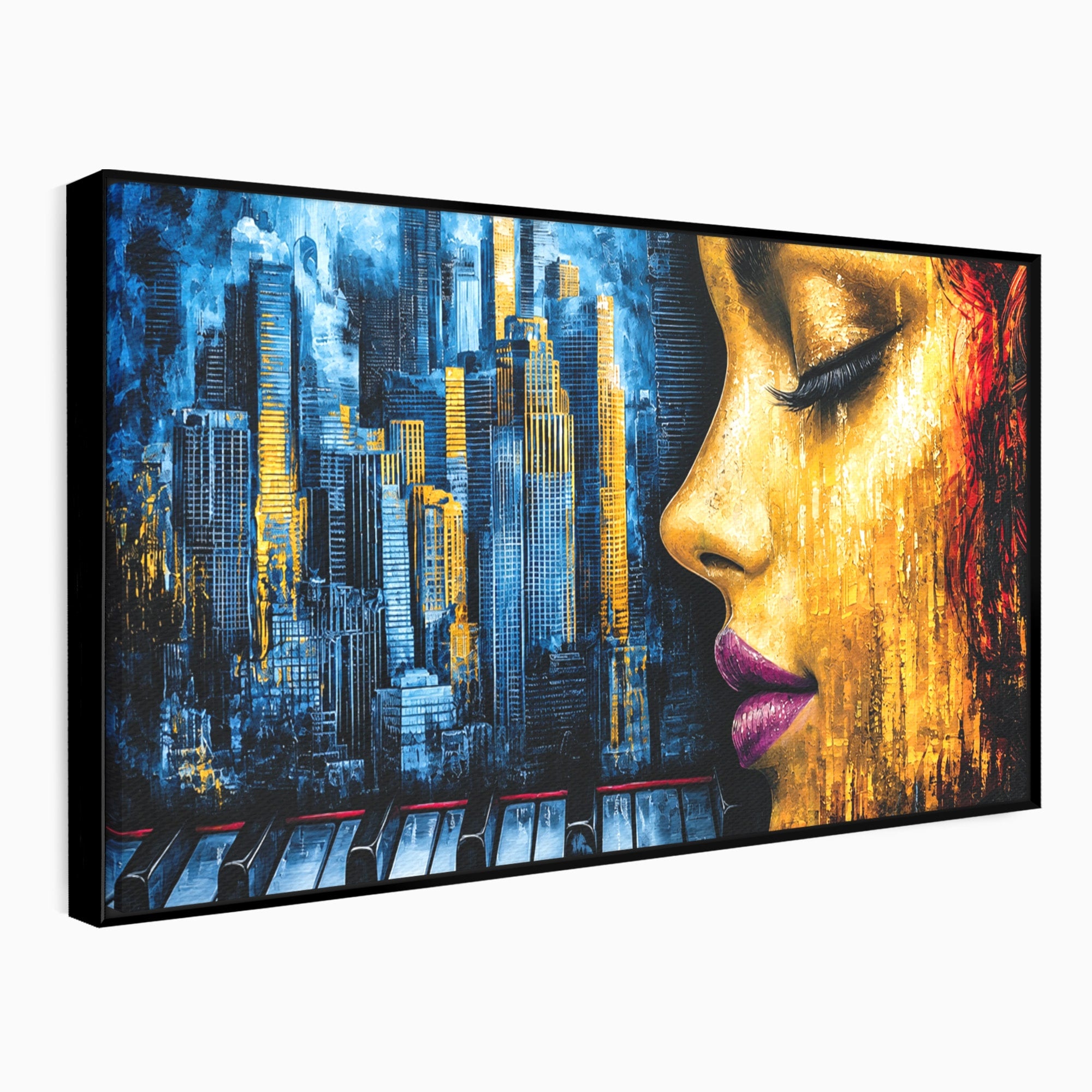 Tablou Canvas Premium LuxCanva® O1067, Portret Urban Pian, Portret, Oras, Pian, Arta, Living, Culori Vibrante