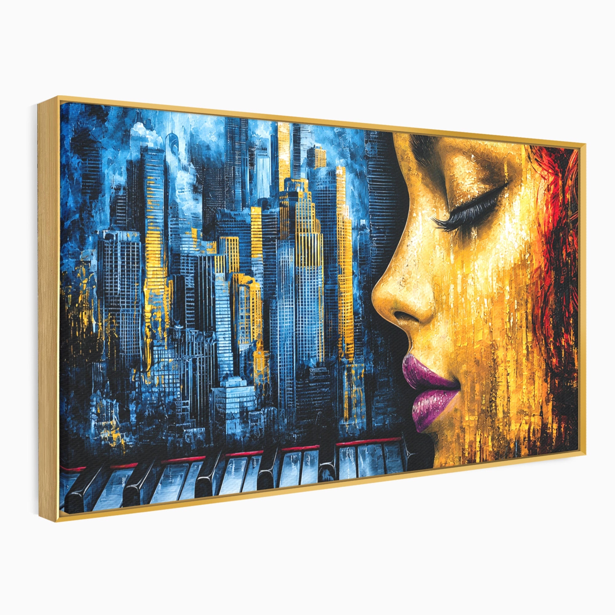 Tablou Canvas Premium LuxCanva® O1067, Portret Urban Pian, Portret, Oras, Pian, Arta, Living, Culori Vibrante