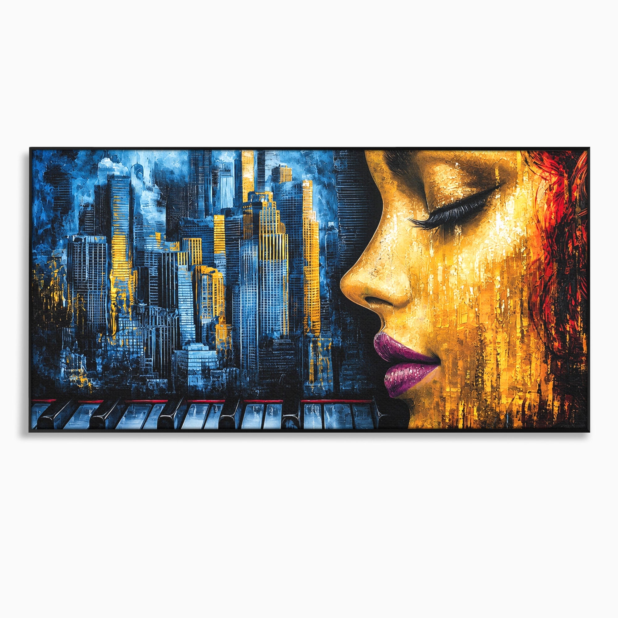 Tablou Canvas Premium LuxCanva® O1067, Portret Urban Pian, Portret, Oras, Pian, Arta, Living, Culori Vibrante