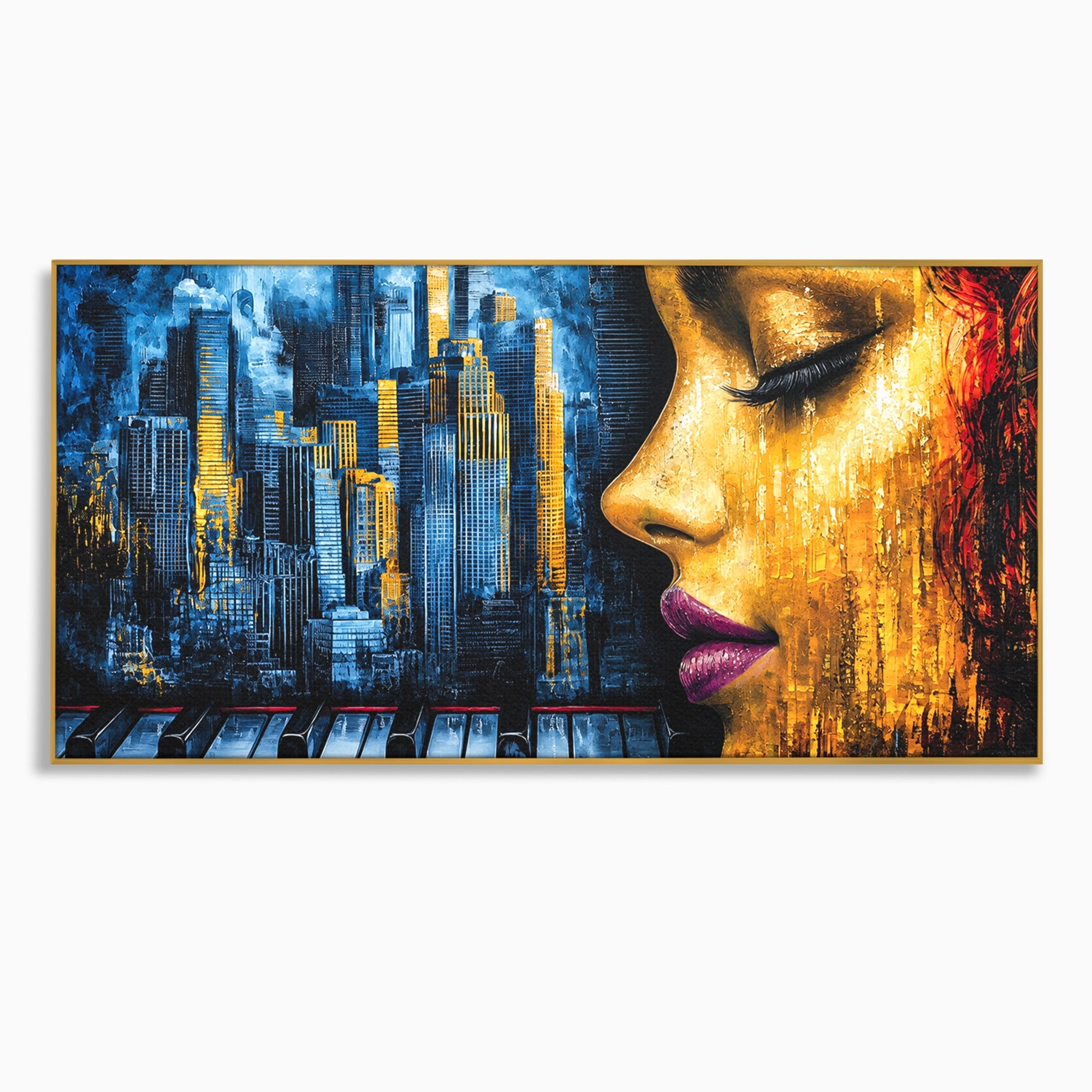 Tablou Canvas Premium LuxCanva® O1067, Portret Urban Pian, Portret, Oras, Pian, Arta, Living, Culori Vibrante