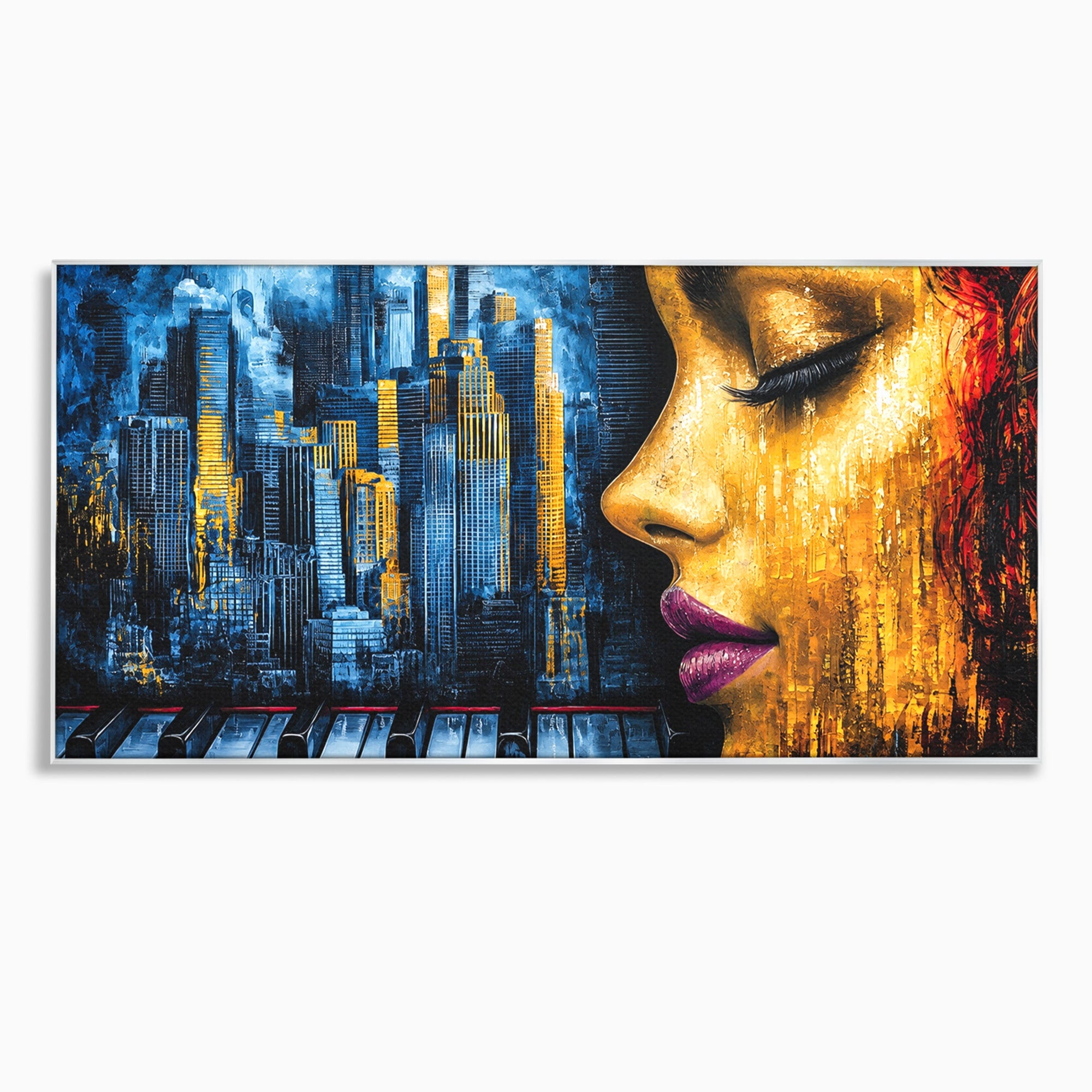 Tablou Canvas Premium LuxCanva® O1067, Portret Urban Pian, Portret, Oras, Pian, Arta, Living, Culori Vibrante