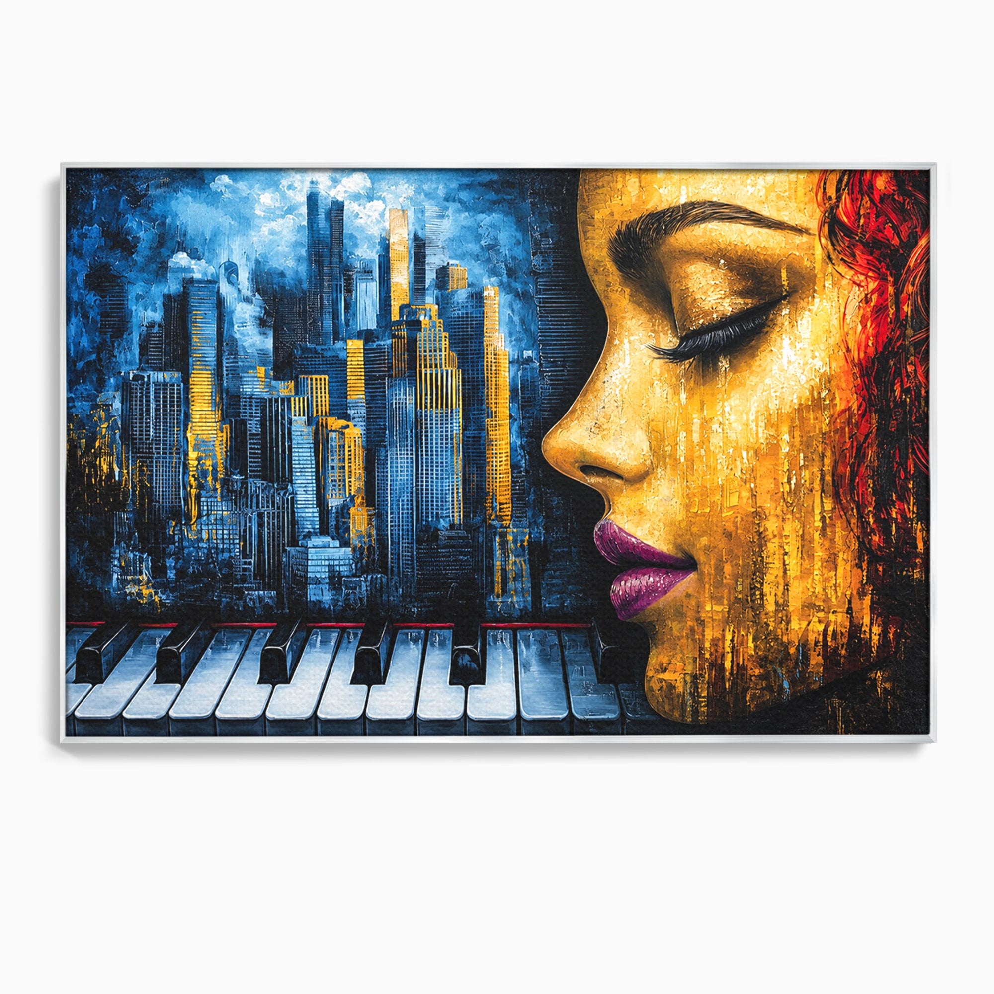 Tablou Canvas Premium LuxCanva® O1067, Portret Urban Pian, Portret, Oras, Pian, Arta, Living, Culori Vibrante