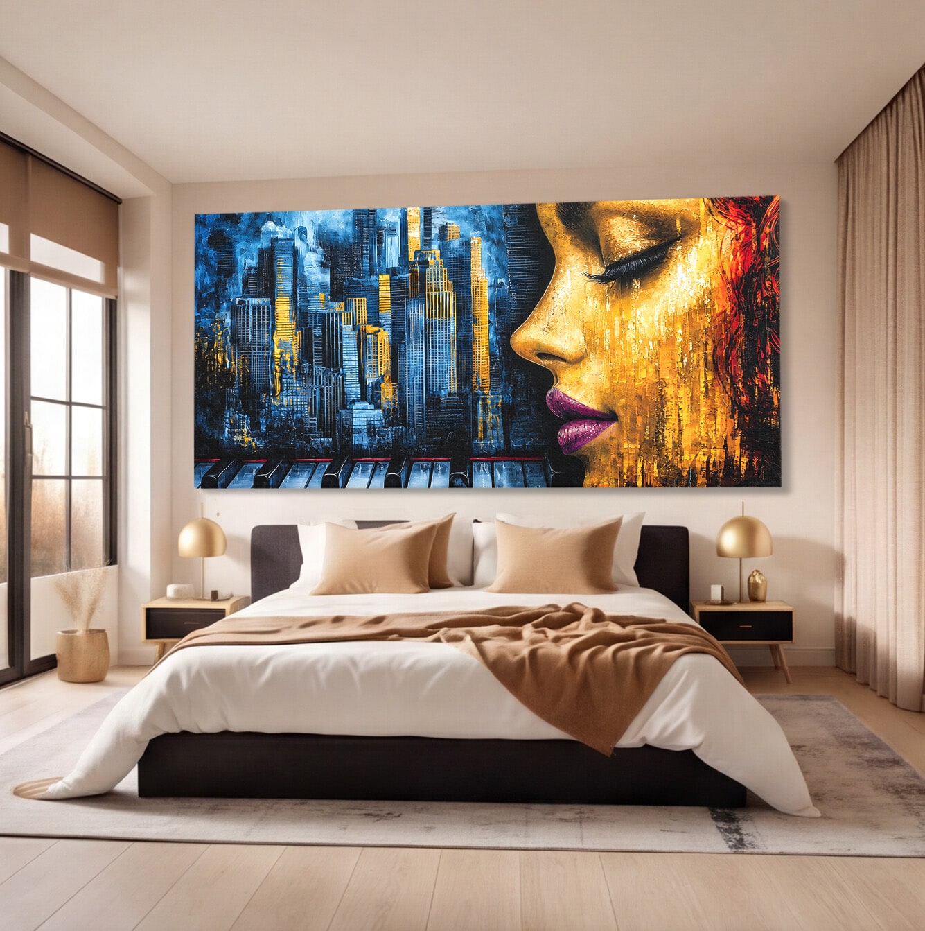 Tablou Canvas Premium LuxCanva® O1067, Portret Urban Pian, Portret, Oras, Pian, Arta, Living, Culori Vibrante