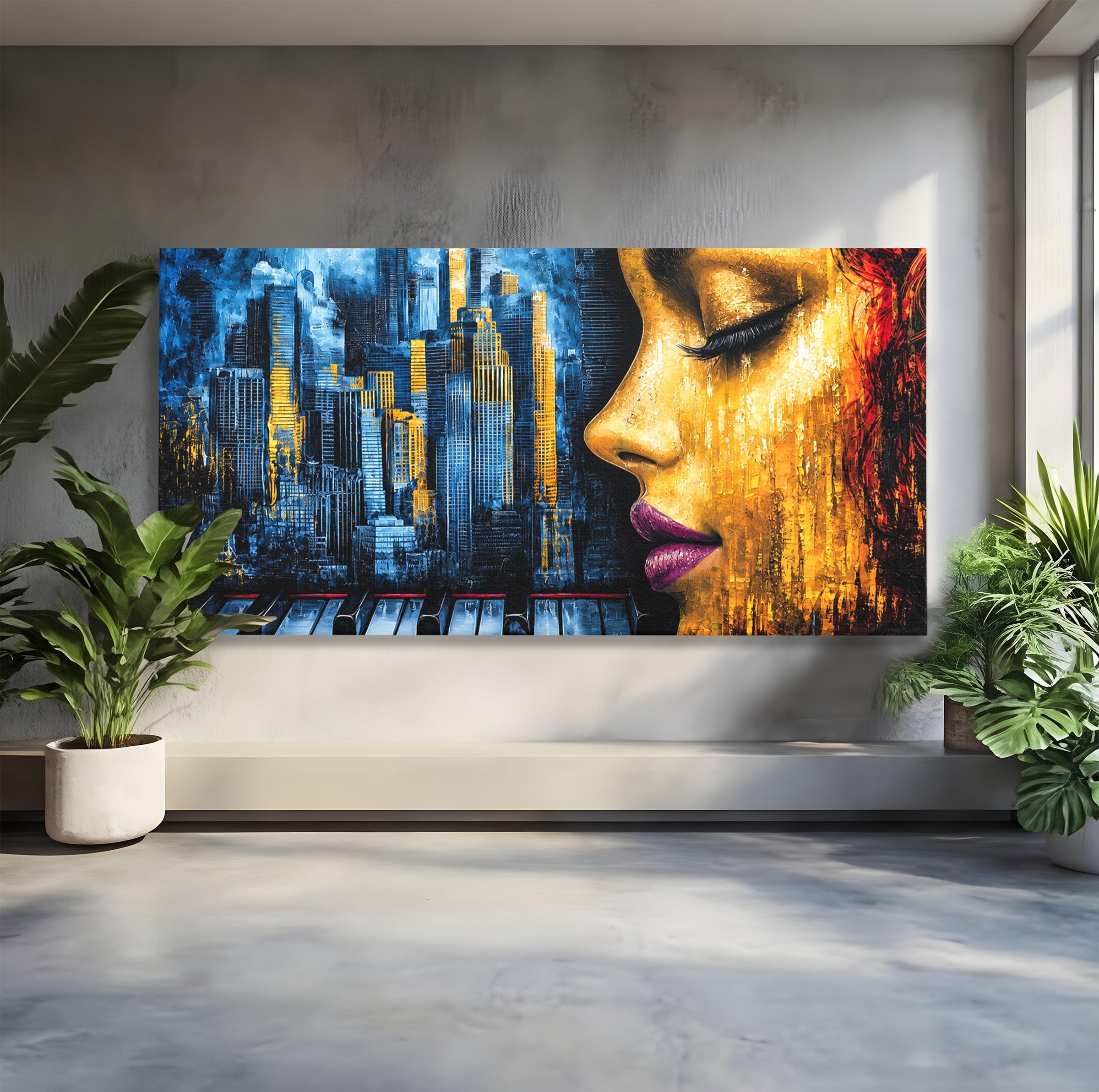 Tablou Canvas Premium LuxCanva® O1067, Portret Urban Pian, Portret, Oras, Pian, Arta, Living, Culori Vibrante