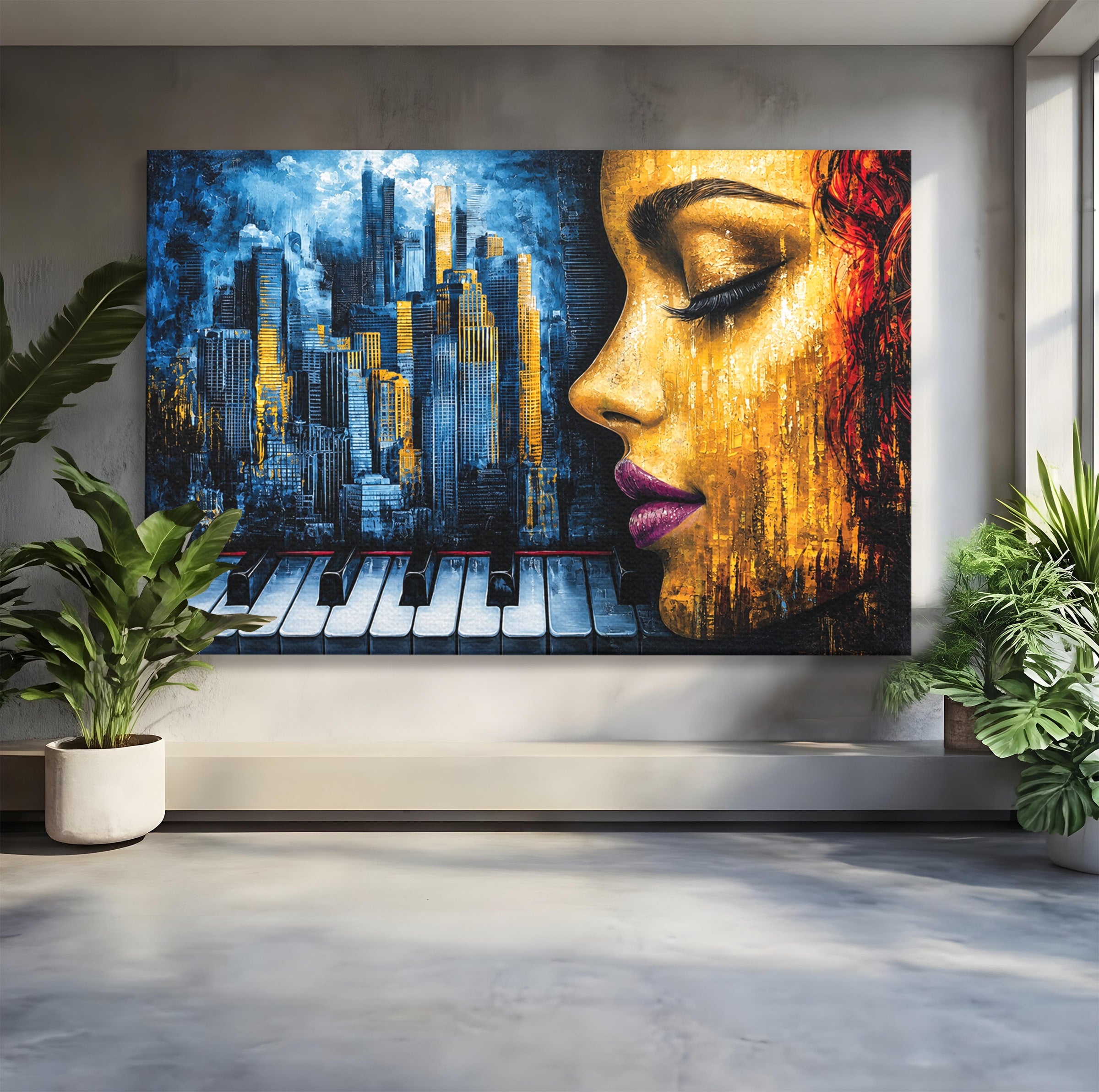 Tablou Canvas Premium LuxCanva® O1067, Portret Urban Pian, Portret, Oras, Pian, Arta, Living, Culori Vibrante