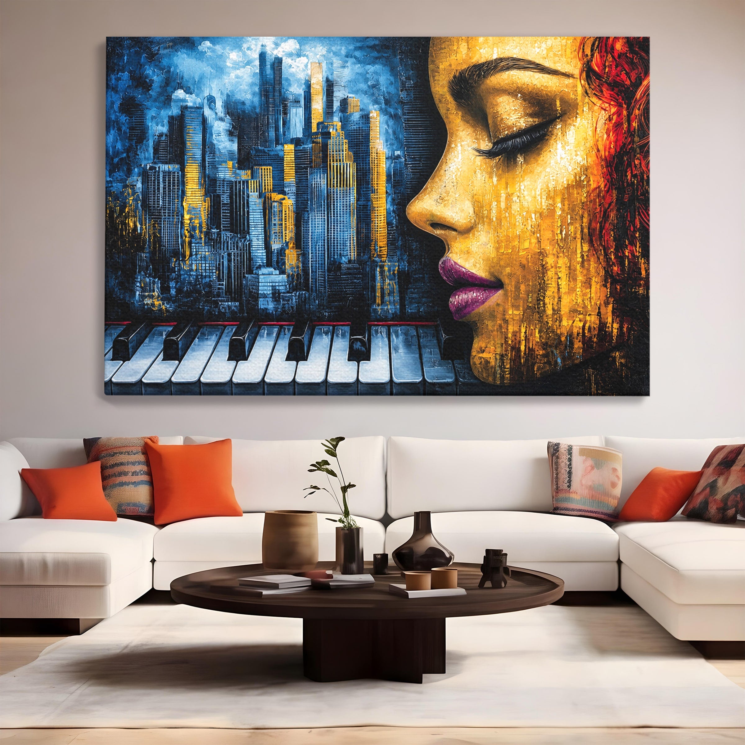 Tablou Canvas Premium LuxCanva® O1067, Portret Urban Pian, Portret, Oras, Pian, Arta, Living, Culori Vibrante