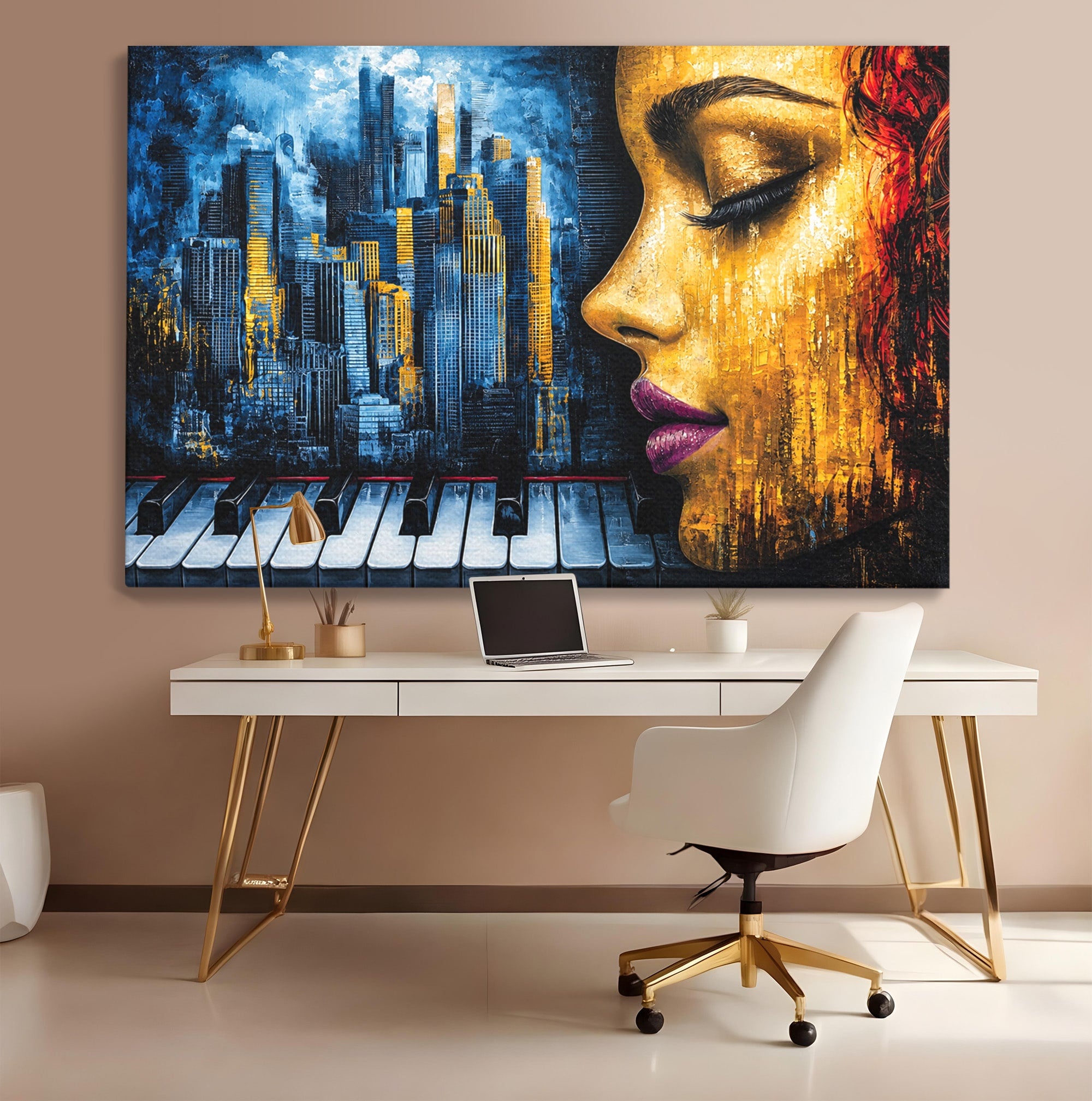 Tablou Canvas Premium LuxCanva® O1067, Portret Urban Pian, Portret, Oras, Pian, Arta, Living, Culori Vibrante