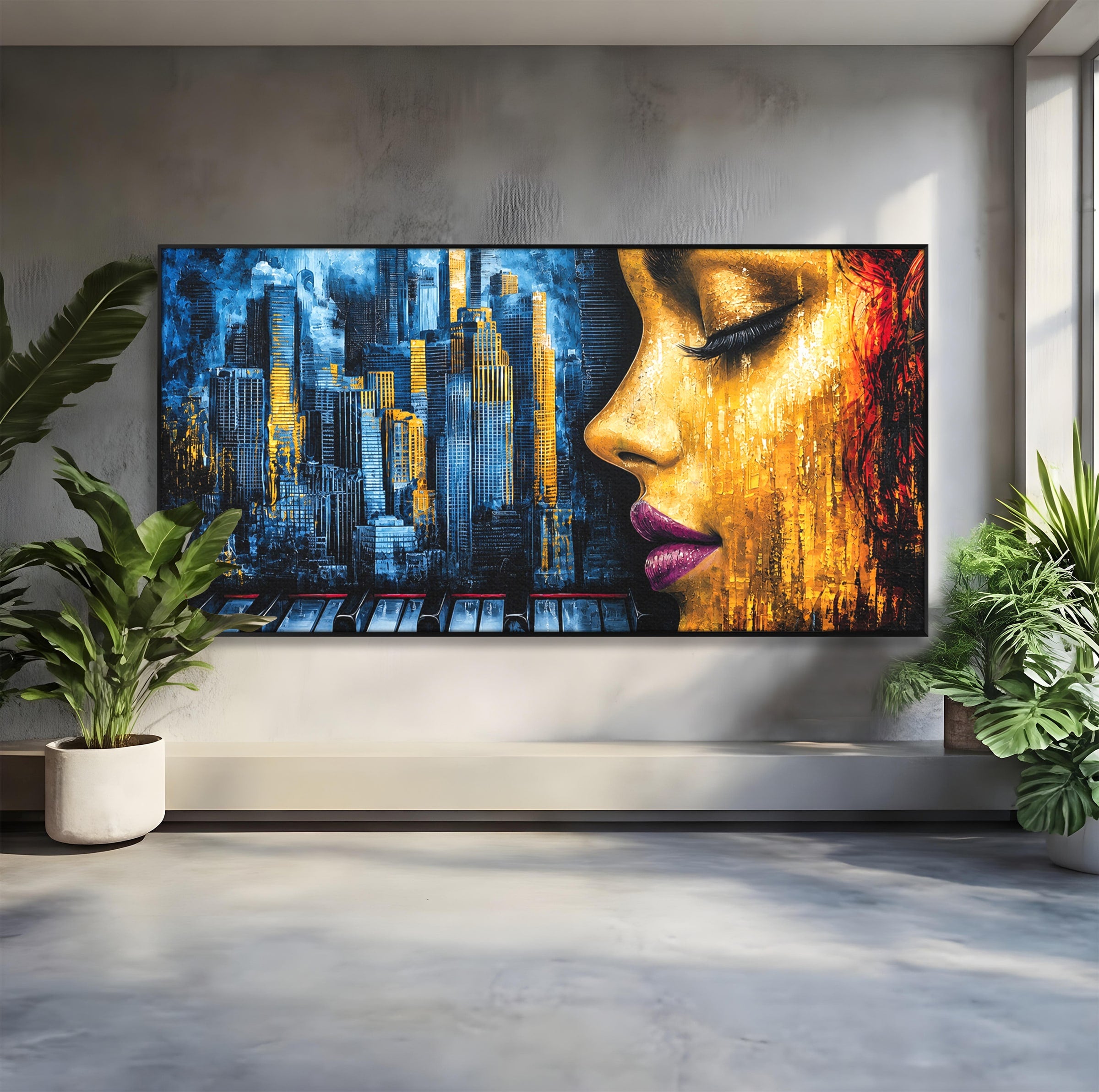 Tablou Canvas Premium LuxCanva® O1067, Portret Urban Pian, Portret, Oras, Pian, Arta, Living, Culori Vibrante