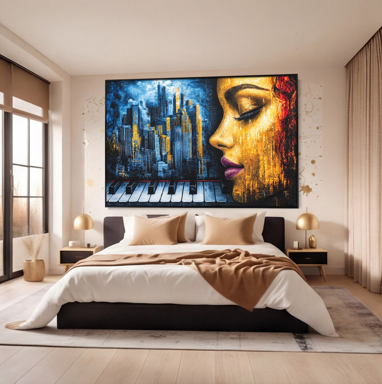 Tablou Canvas Premium LuxCanva® O1067, Portret Urban Pian, Portret, Oras, Pian, Arta, Living, Culori Vibrante