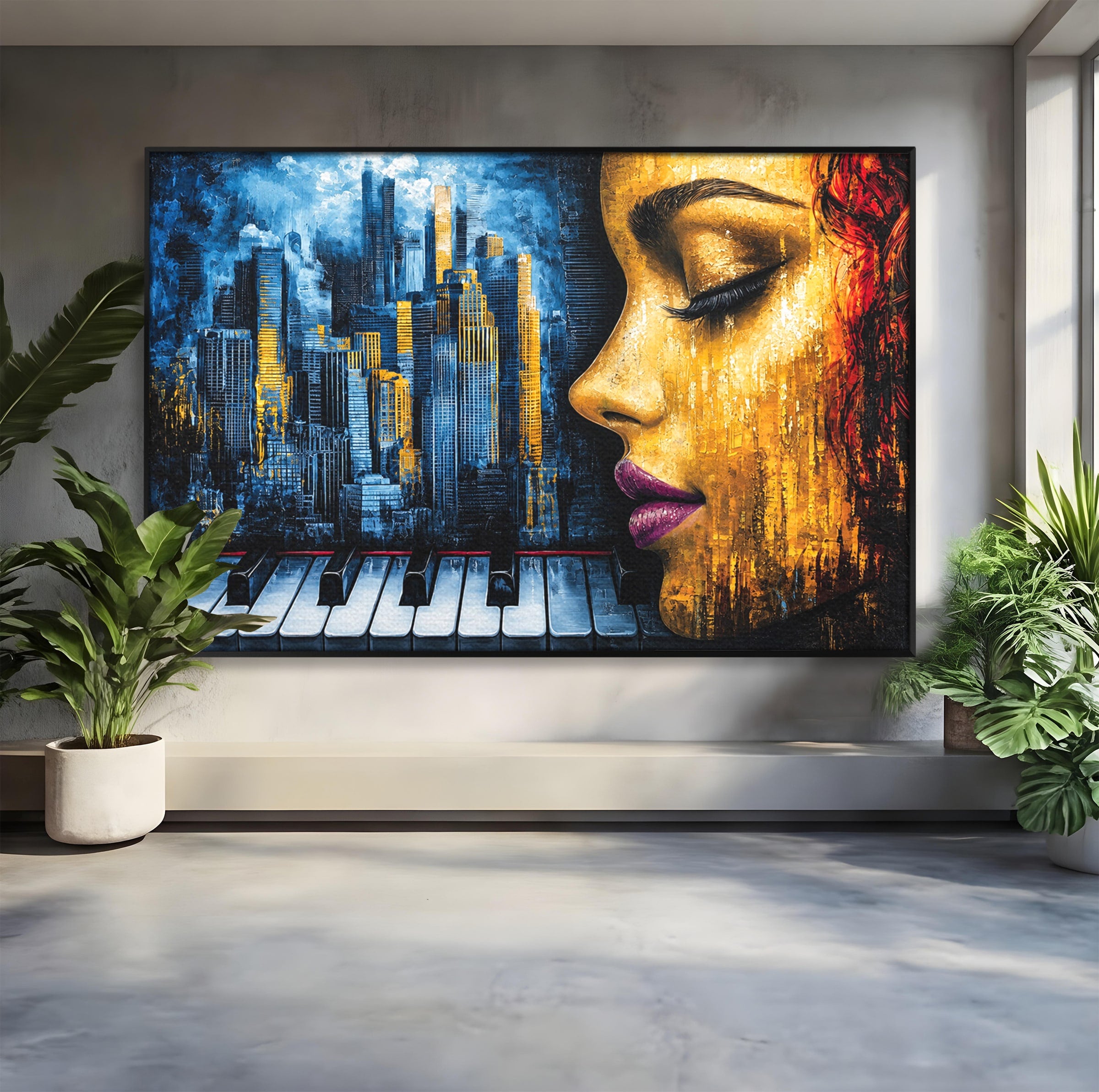 Tablou Canvas Premium LuxCanva® O1067, Portret Urban Pian, Portret, Oras, Pian, Arta, Living, Culori Vibrante
