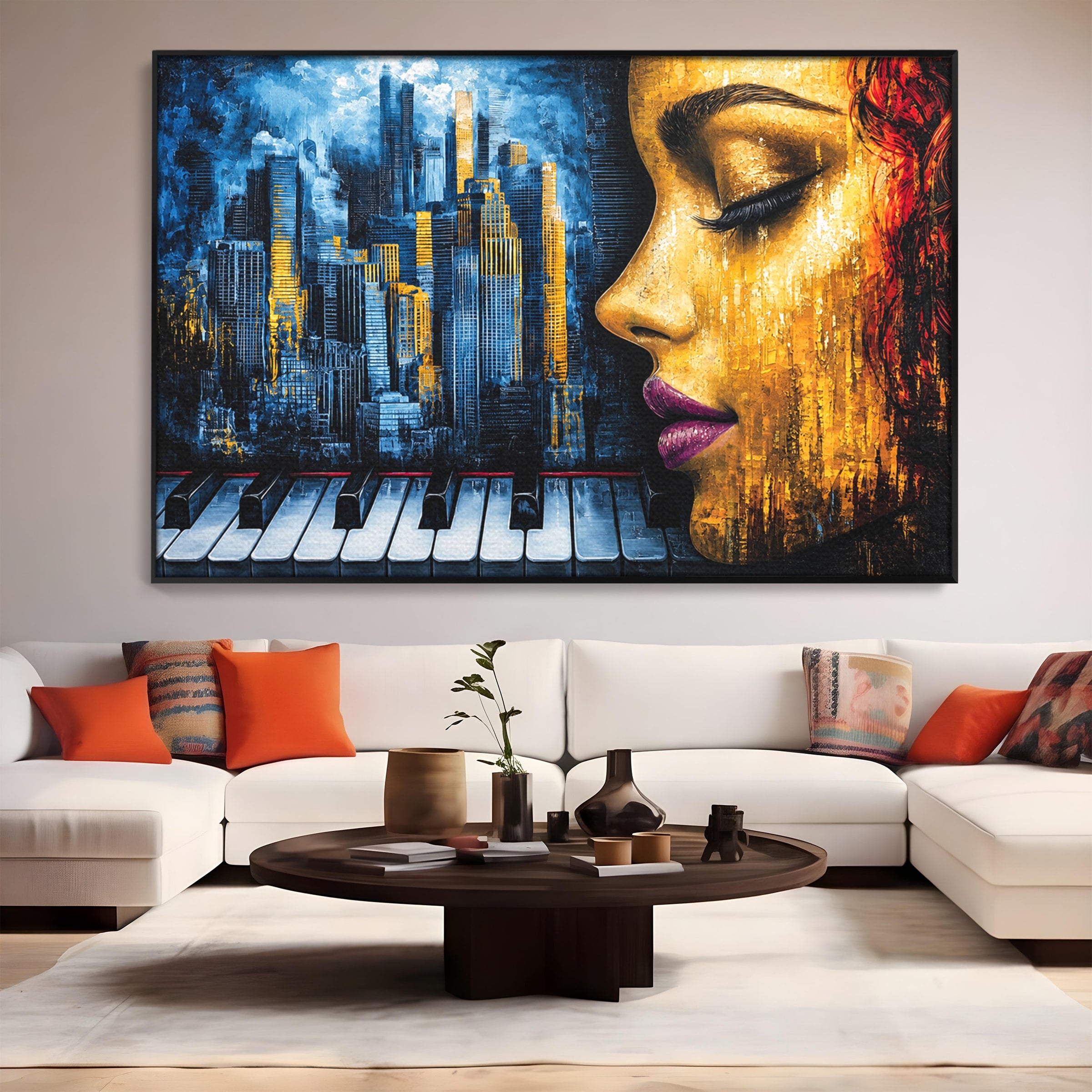 Tablou Canvas Premium LuxCanva® O1067, Portret Urban Pian, Portret, Oras, Pian, Arta, Living, Culori Vibrante