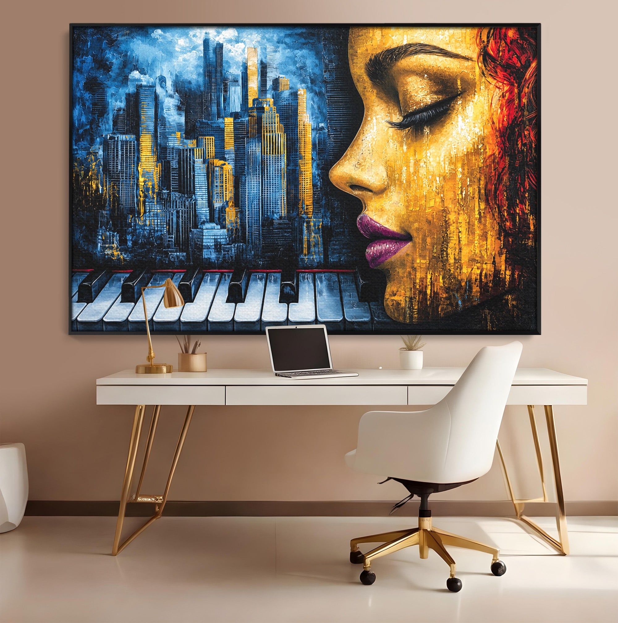 Tablou Canvas Premium LuxCanva® O1067, Portret Urban Pian, Portret, Oras, Pian, Arta, Living, Culori Vibrante