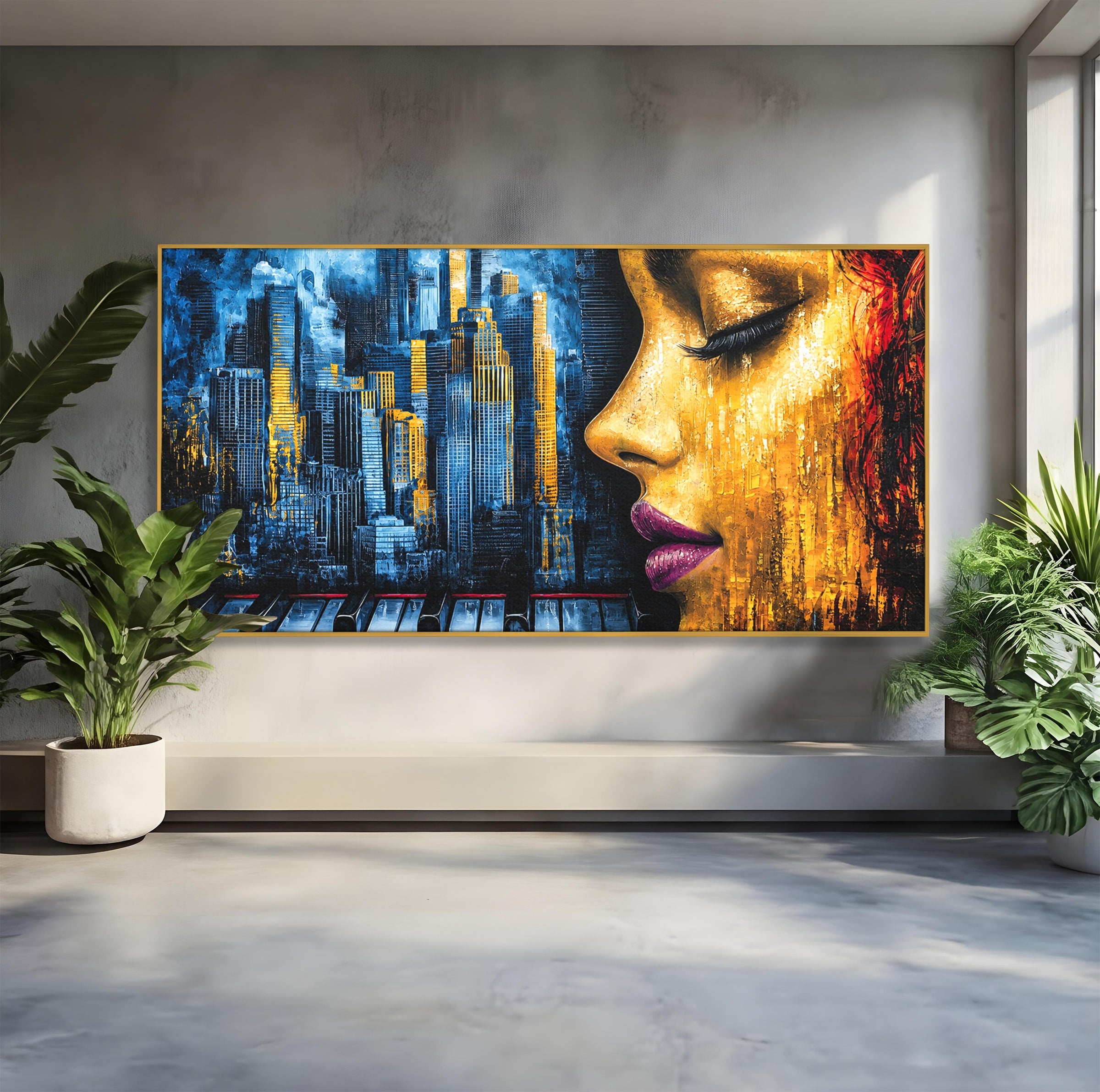 Tablou Canvas Premium LuxCanva® O1067, Portret Urban Pian, Portret, Oras, Pian, Arta, Living, Culori Vibrante