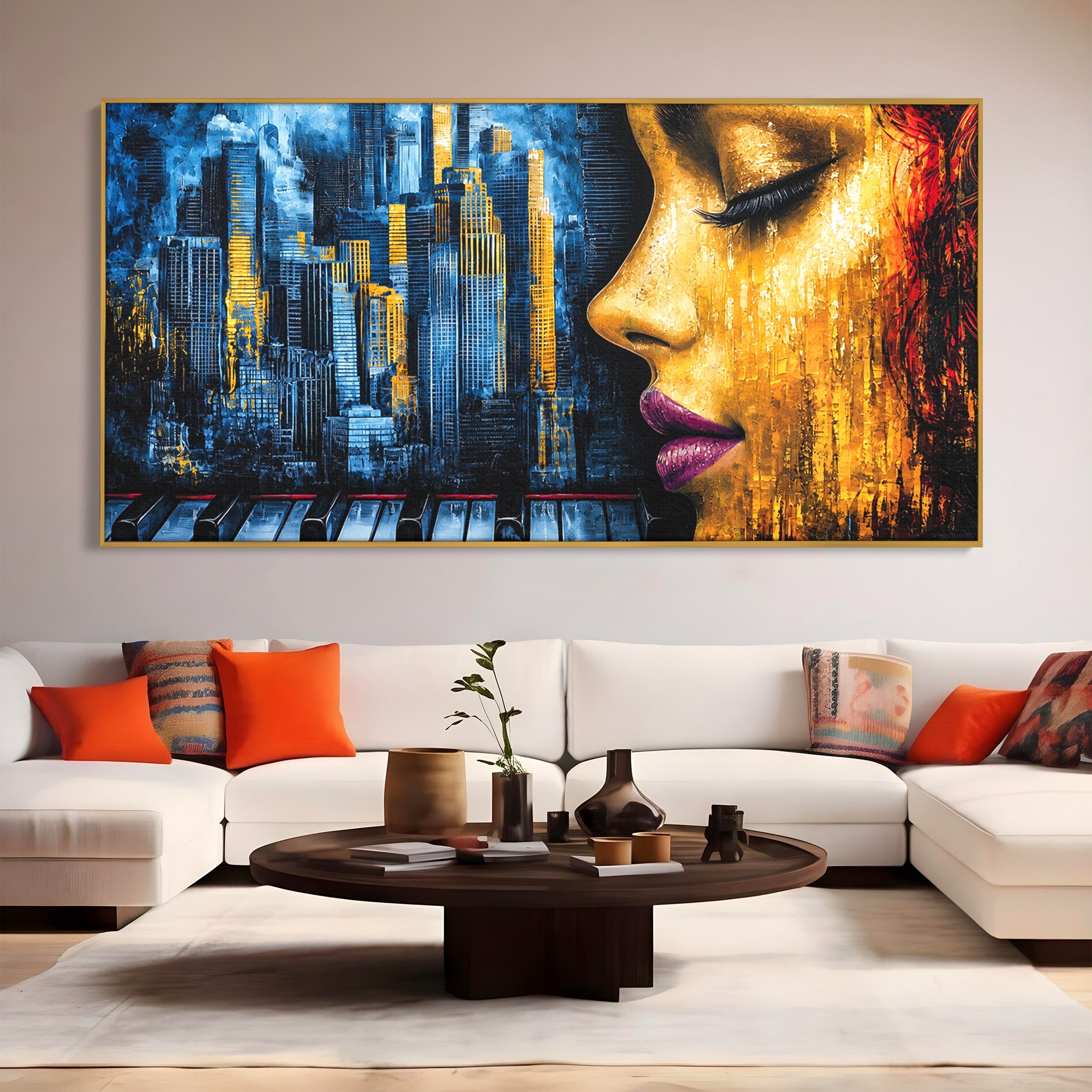 Tablou Canvas Premium LuxCanva® O1067, Portret Urban Pian, Portret, Oras, Pian, Arta, Living, Culori Vibrante