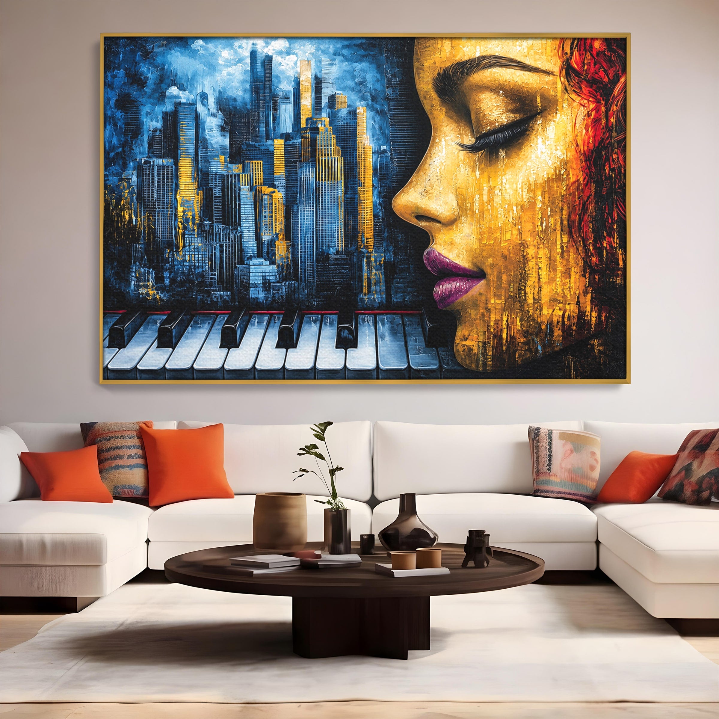 Tablou Canvas Premium LuxCanva® O1067, Portret Urban Pian, Portret, Oras, Pian, Arta, Living, Culori Vibrante