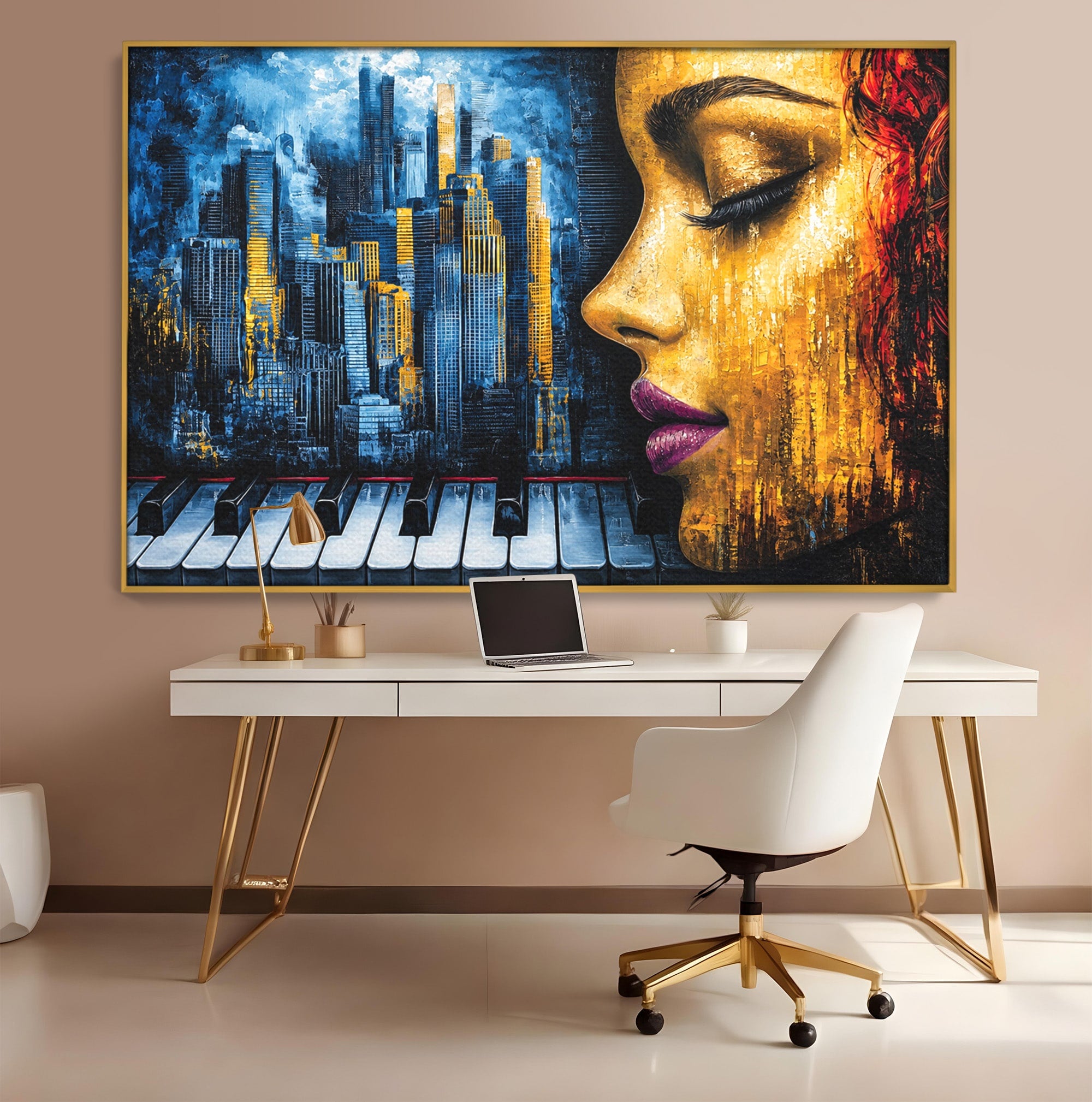 Tablou Canvas Premium LuxCanva® O1067, Portret Urban Pian, Portret, Oras, Pian, Arta, Living, Culori Vibrante