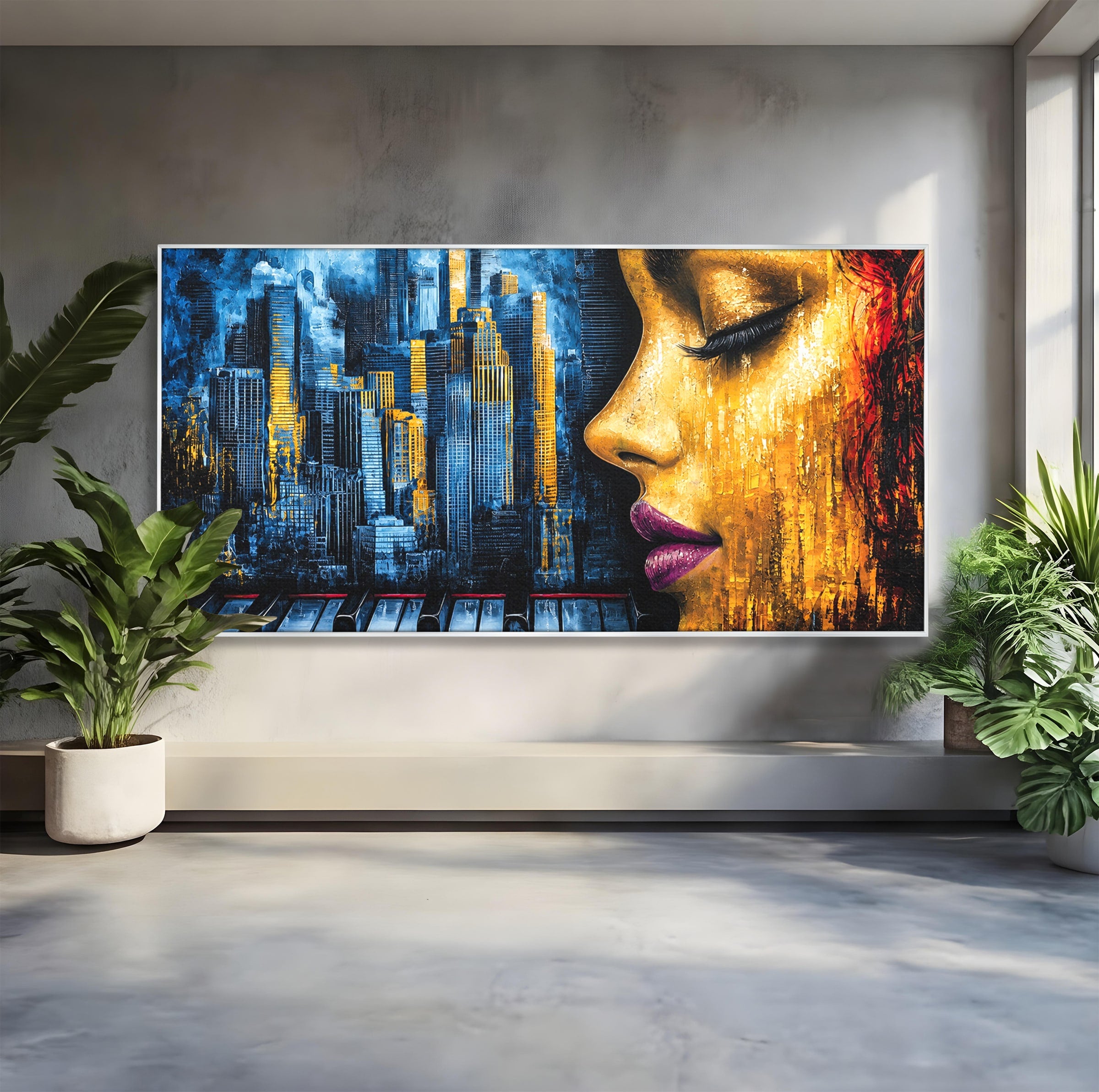 Tablou Canvas Premium LuxCanva® O1067, Portret Urban Pian, Portret, Oras, Pian, Arta, Living, Culori Vibrante