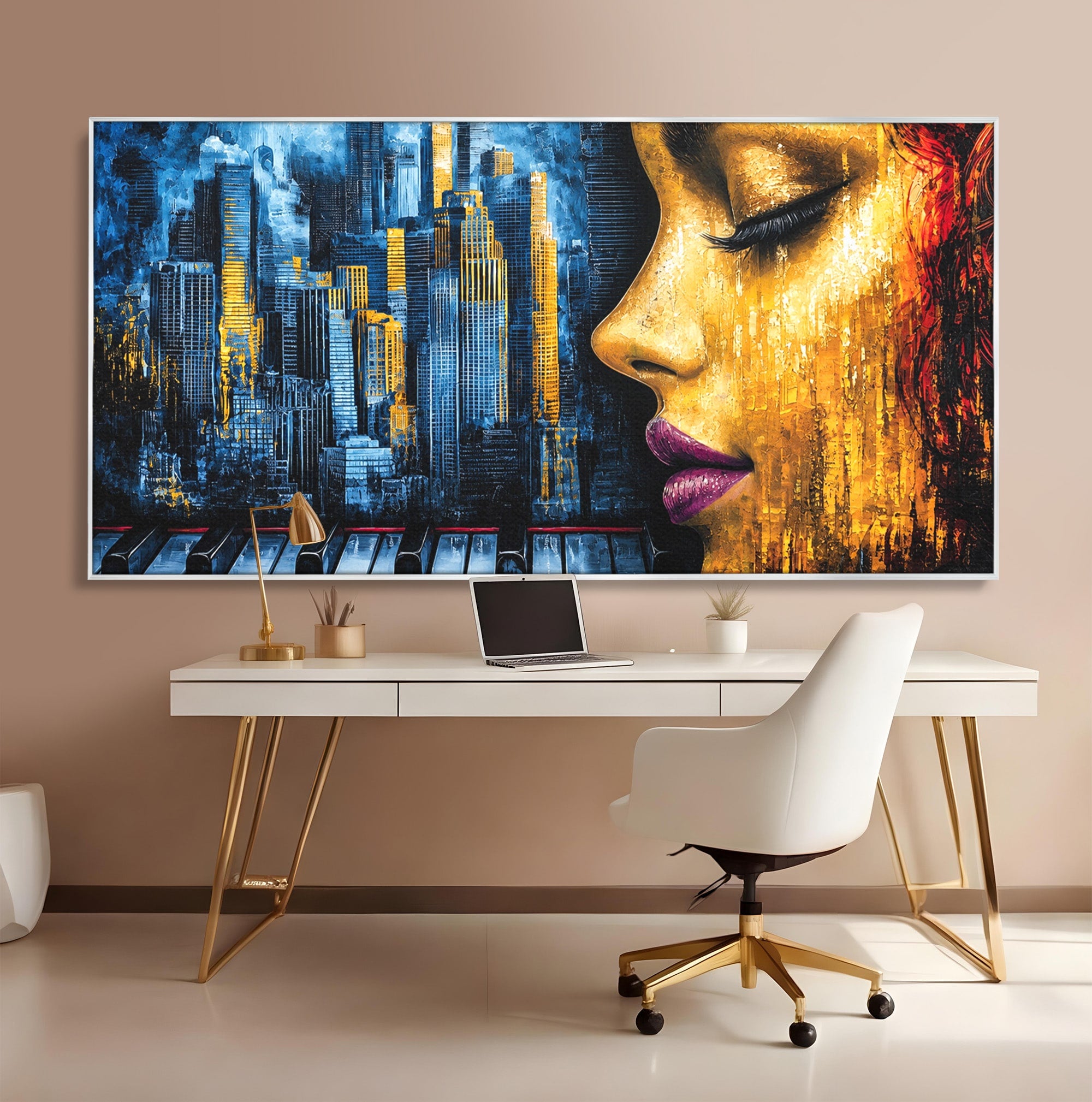 Tablou Canvas Premium LuxCanva® O1067, Portret Urban Pian, Portret, Oras, Pian, Arta, Living, Culori Vibrante
