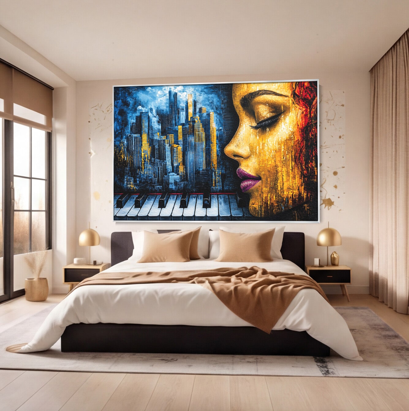 Tablou Canvas Premium LuxCanva® O1067, Portret Urban Pian, Portret, Oras, Pian, Arta, Living, Culori Vibrante