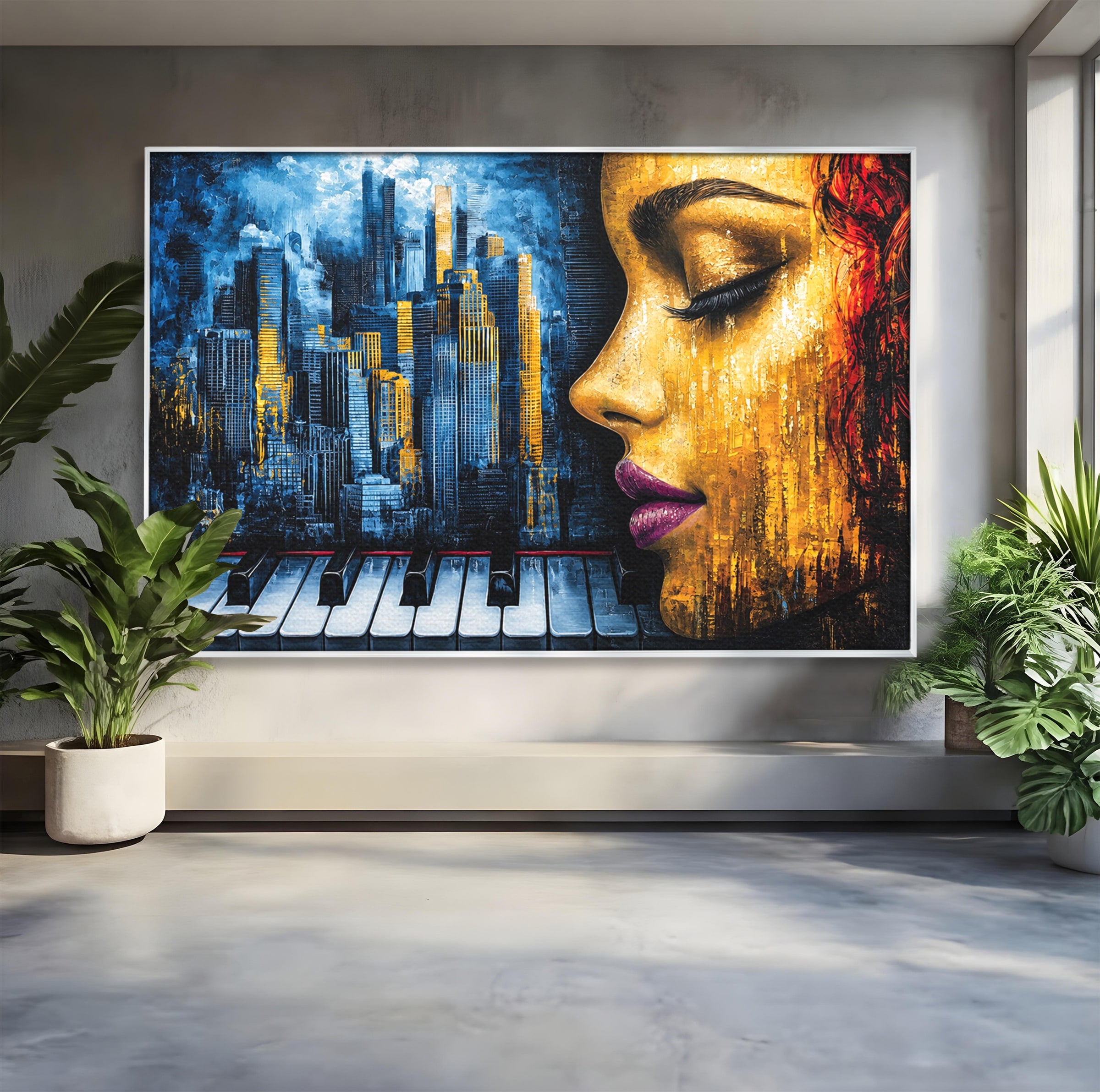 Tablou Canvas Premium LuxCanva® O1067, Portret Urban Pian, Portret, Oras, Pian, Arta, Living, Culori Vibrante