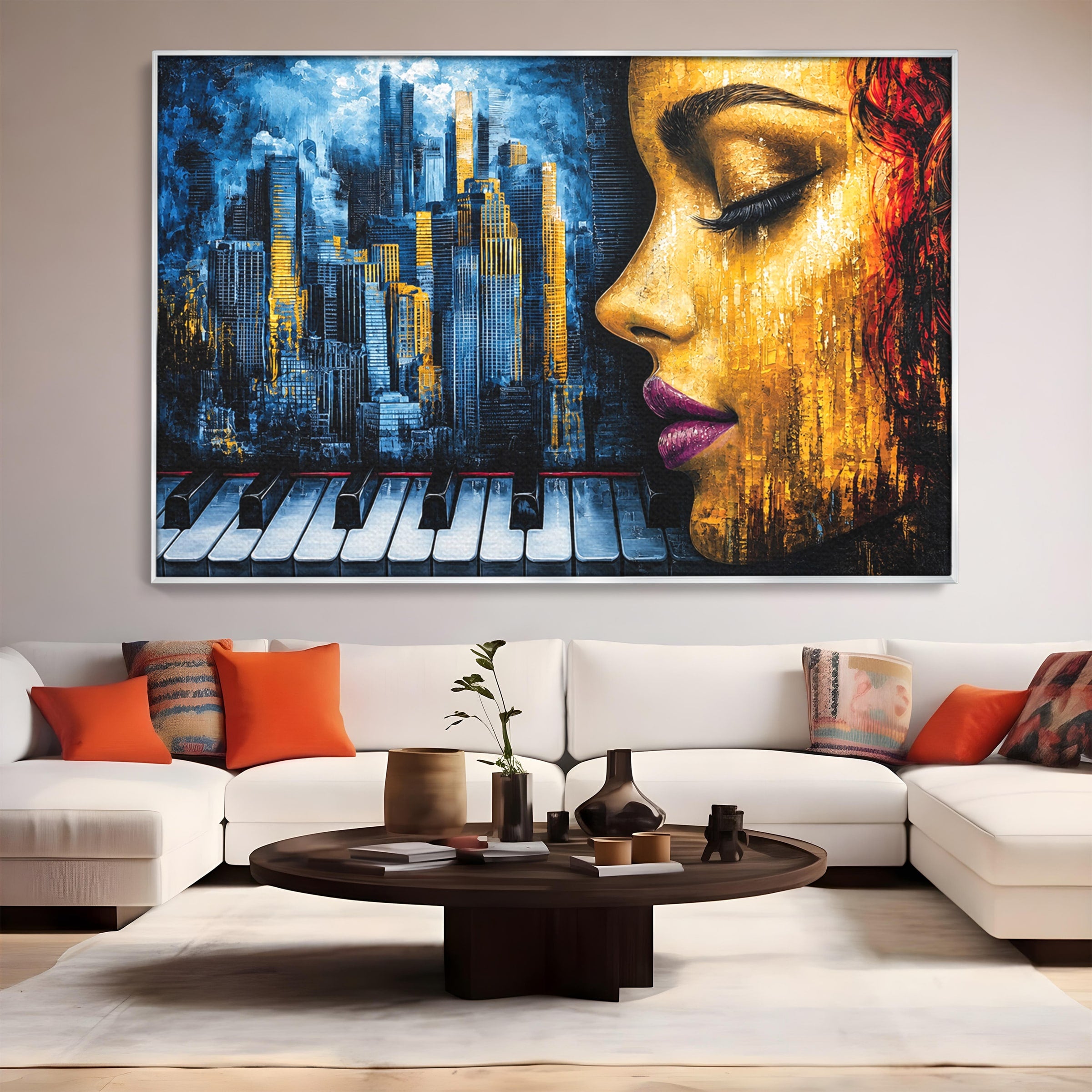 Tablou Canvas Premium LuxCanva® O1067, Portret Urban Pian, Portret, Oras, Pian, Arta, Living, Culori Vibrante
