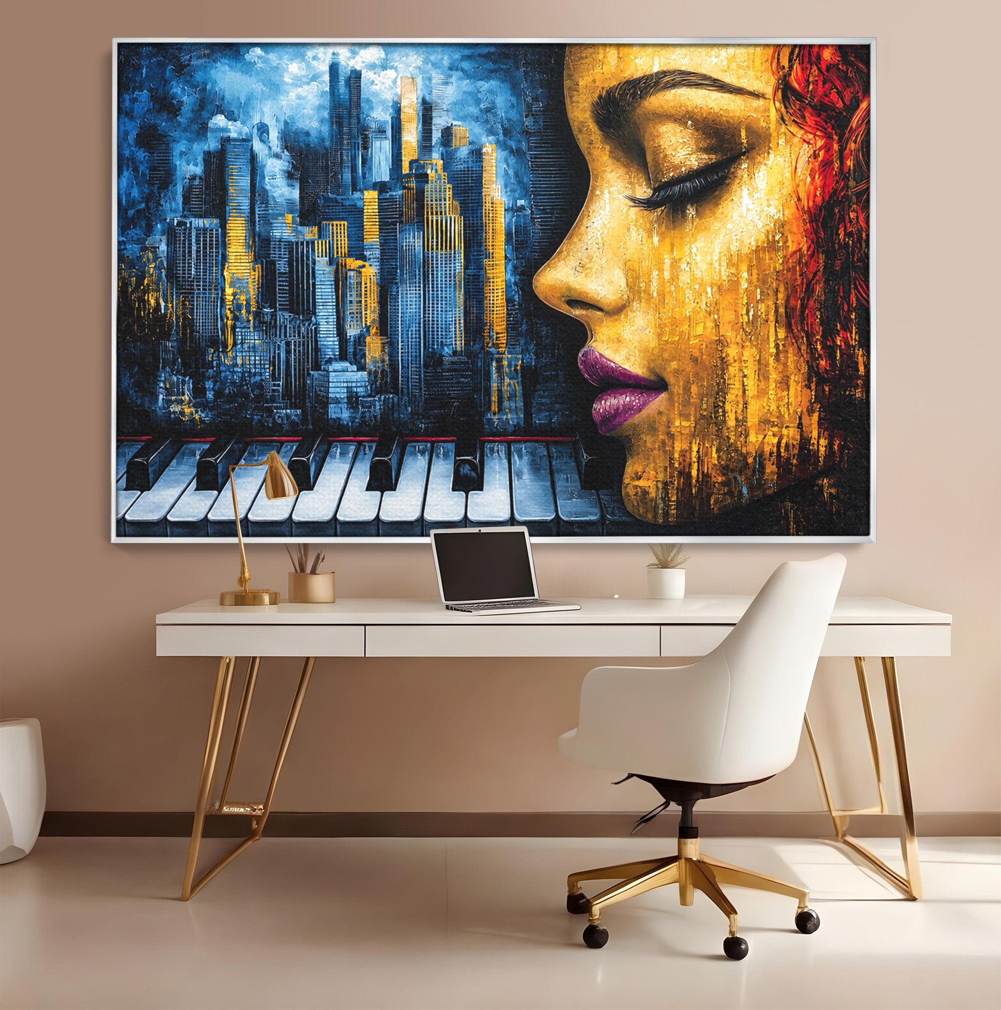 Tablou Canvas Premium LuxCanva® O1067, Portret Urban Pian, Portret, Oras, Pian, Arta, Living, Culori Vibrante