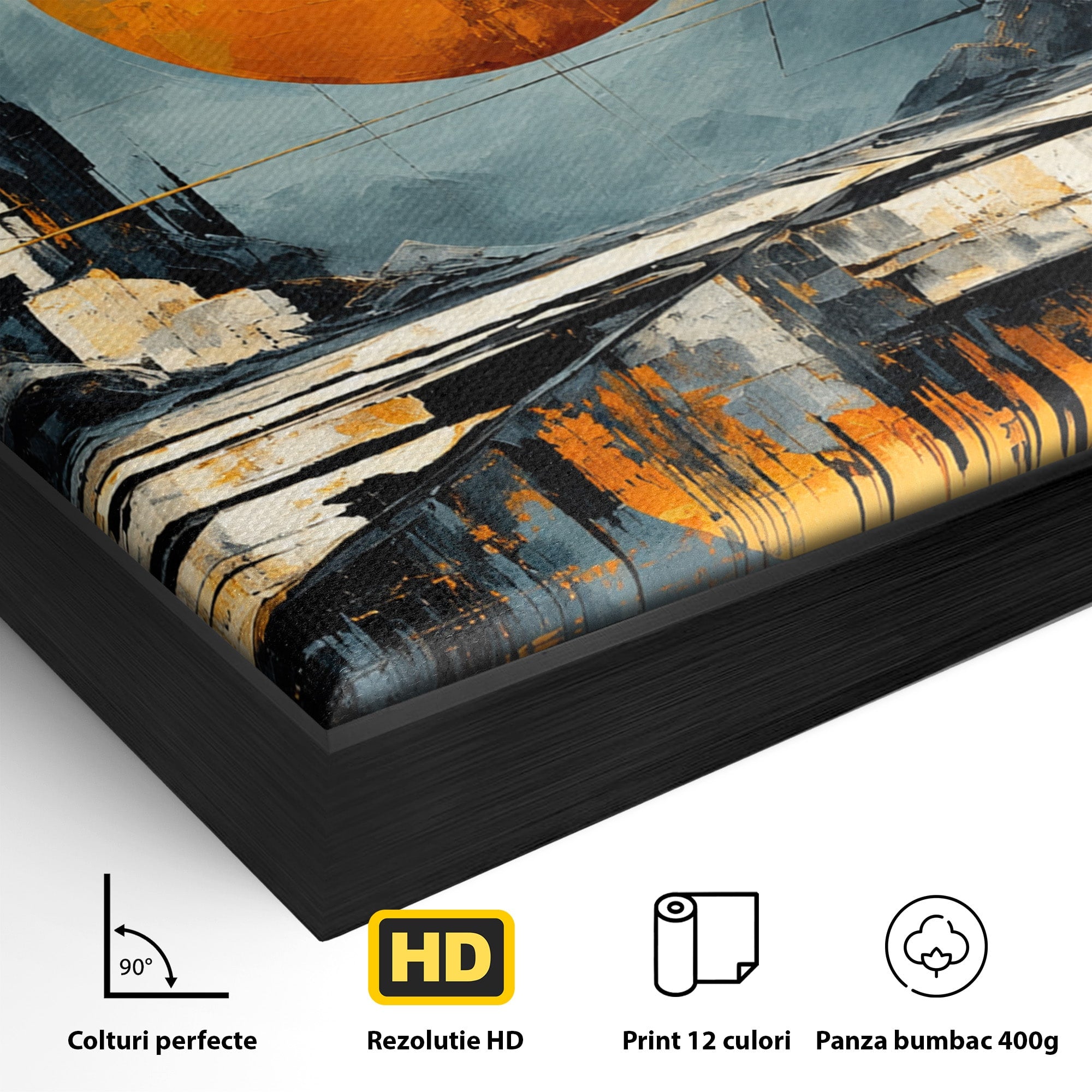 Tablou Canvas Premium LuxCanva® O1068, Orasul Apocaliptic, Oras, Apocaliptic, Peisaj, Futurist, Dormitor, Culori Vibrante