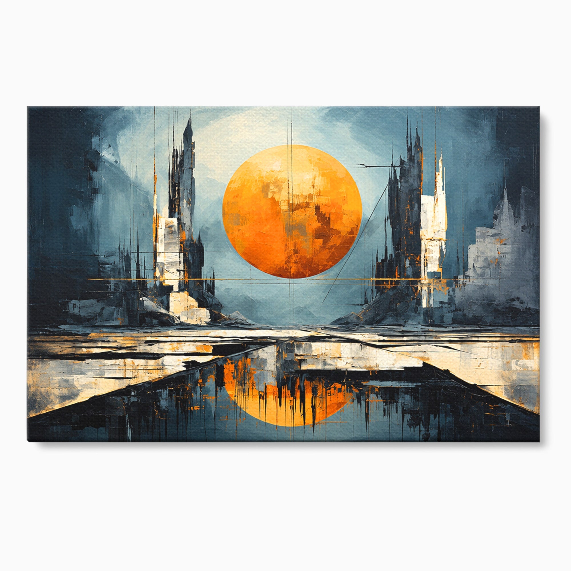 Tablou Canvas Premium LuxCanva® O1068, Orasul Apocaliptic, Oras, Apocaliptic, Peisaj, Futurist, Dormitor, Culori Vibrante