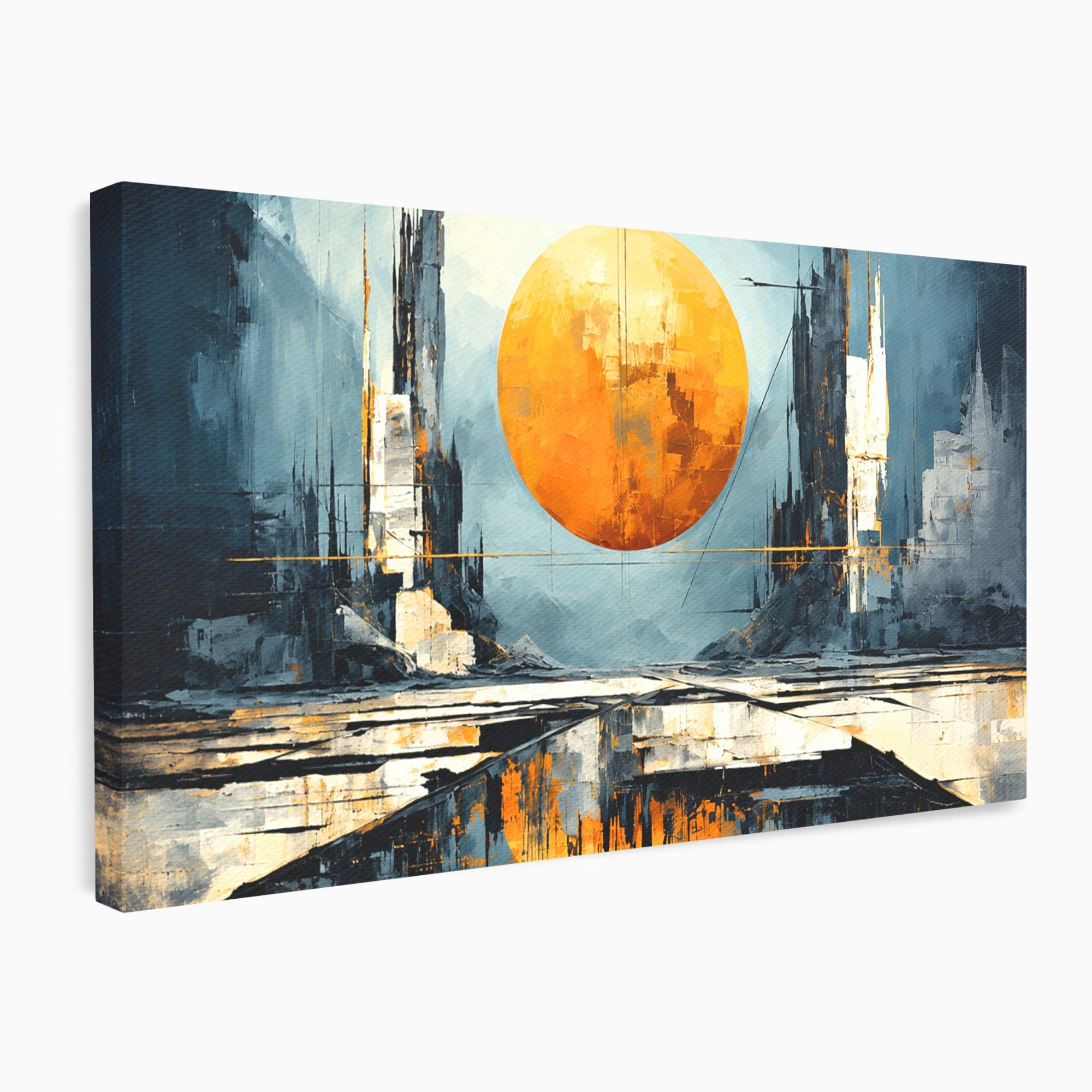Tablou Canvas Premium LuxCanva® O1068, Orasul Apocaliptic, Oras, Apocaliptic, Peisaj, Futurist, Dormitor, Culori Vibrante