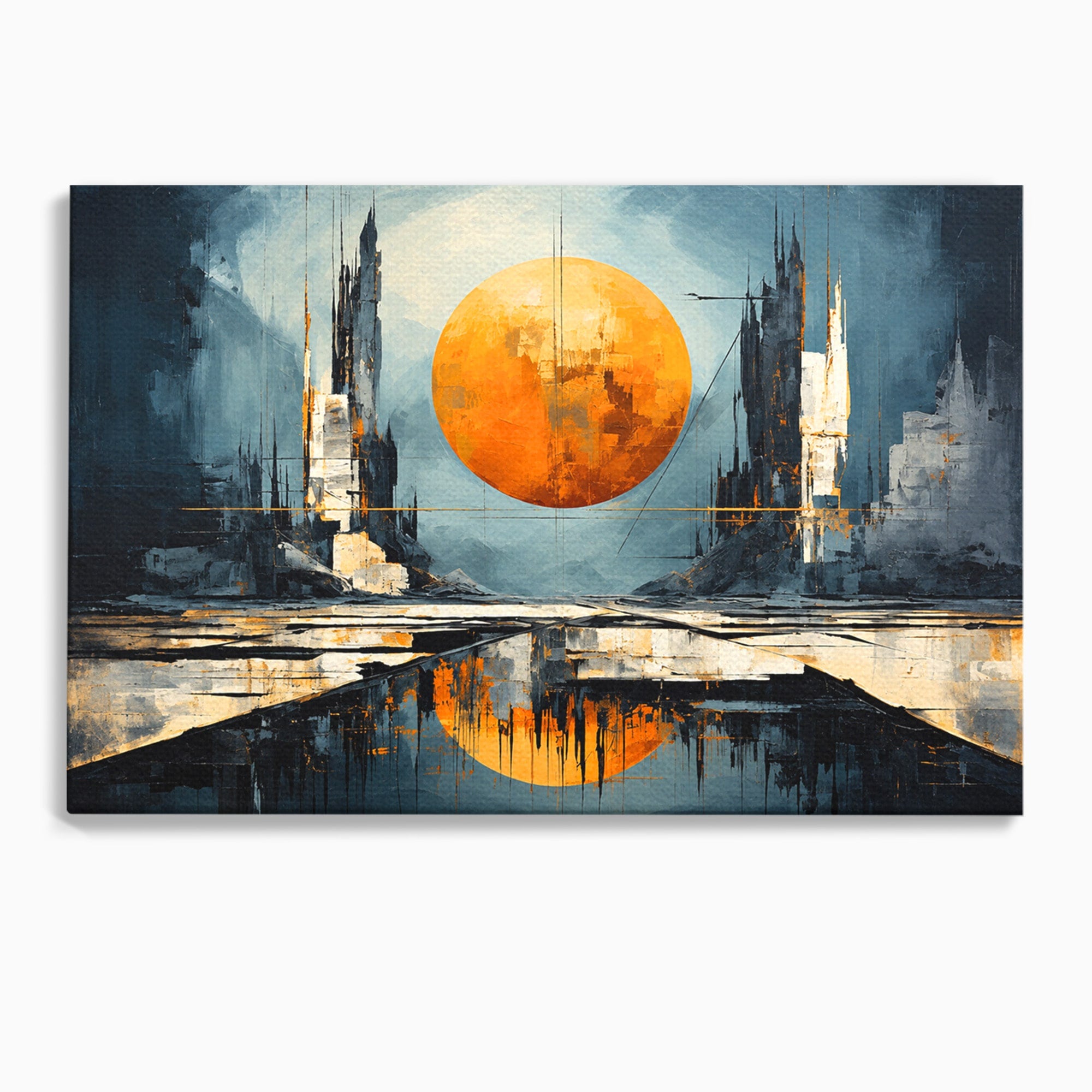 Tablou Canvas Premium LuxCanva® O1068, Orasul Apocaliptic, Oras, Apocaliptic, Peisaj, Futurist, Dormitor, Culori Vibrante