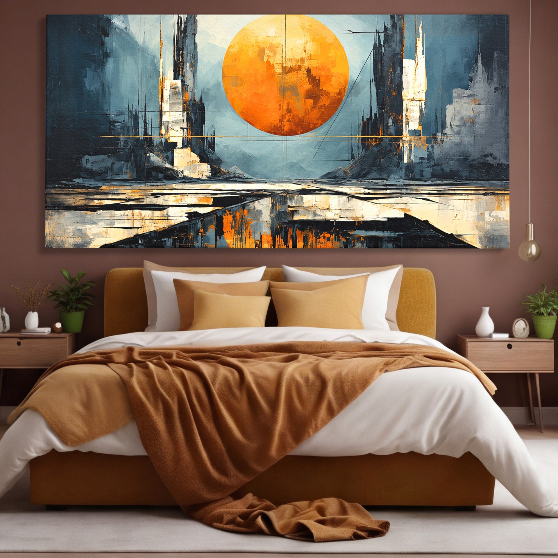 Tablou Canvas Premium LuxCanva® O1068, Orasul Apocaliptic, Oras, Apocaliptic, Peisaj, Futurist, Dormitor, Culori Vibrante